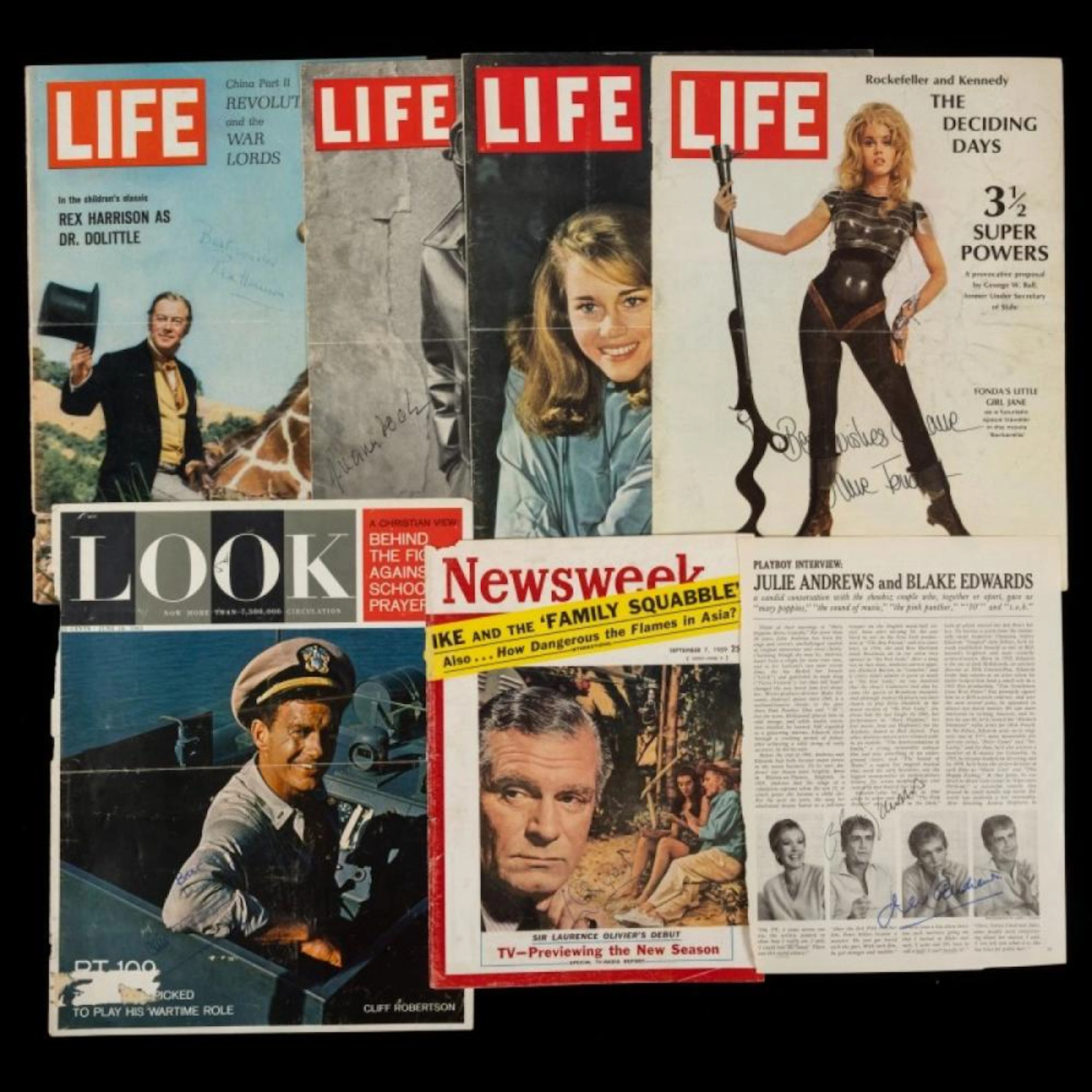 Six Academy Award Winners Autographing Six Magazine...