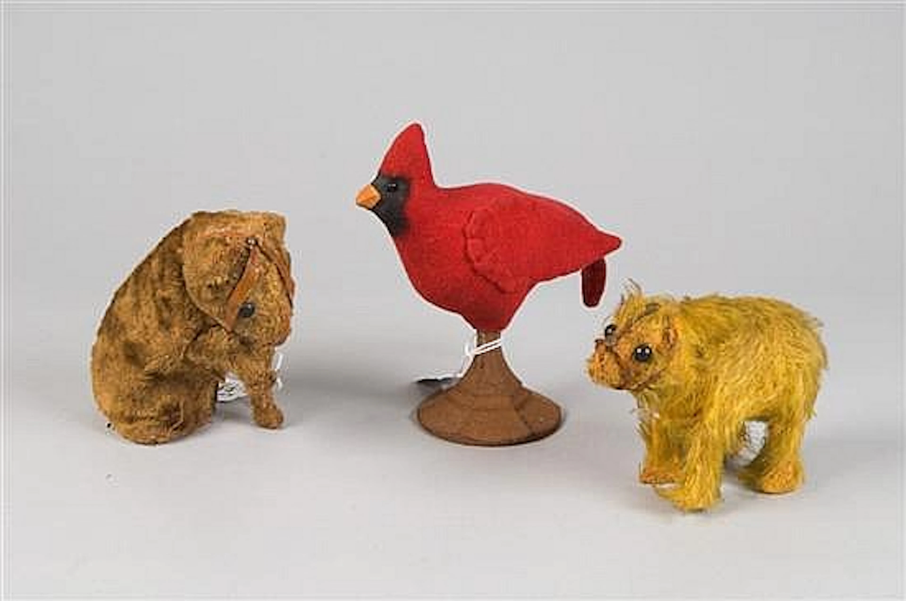 Two Wind-Up Mechanical Bears and One Stuffed Bird Toy