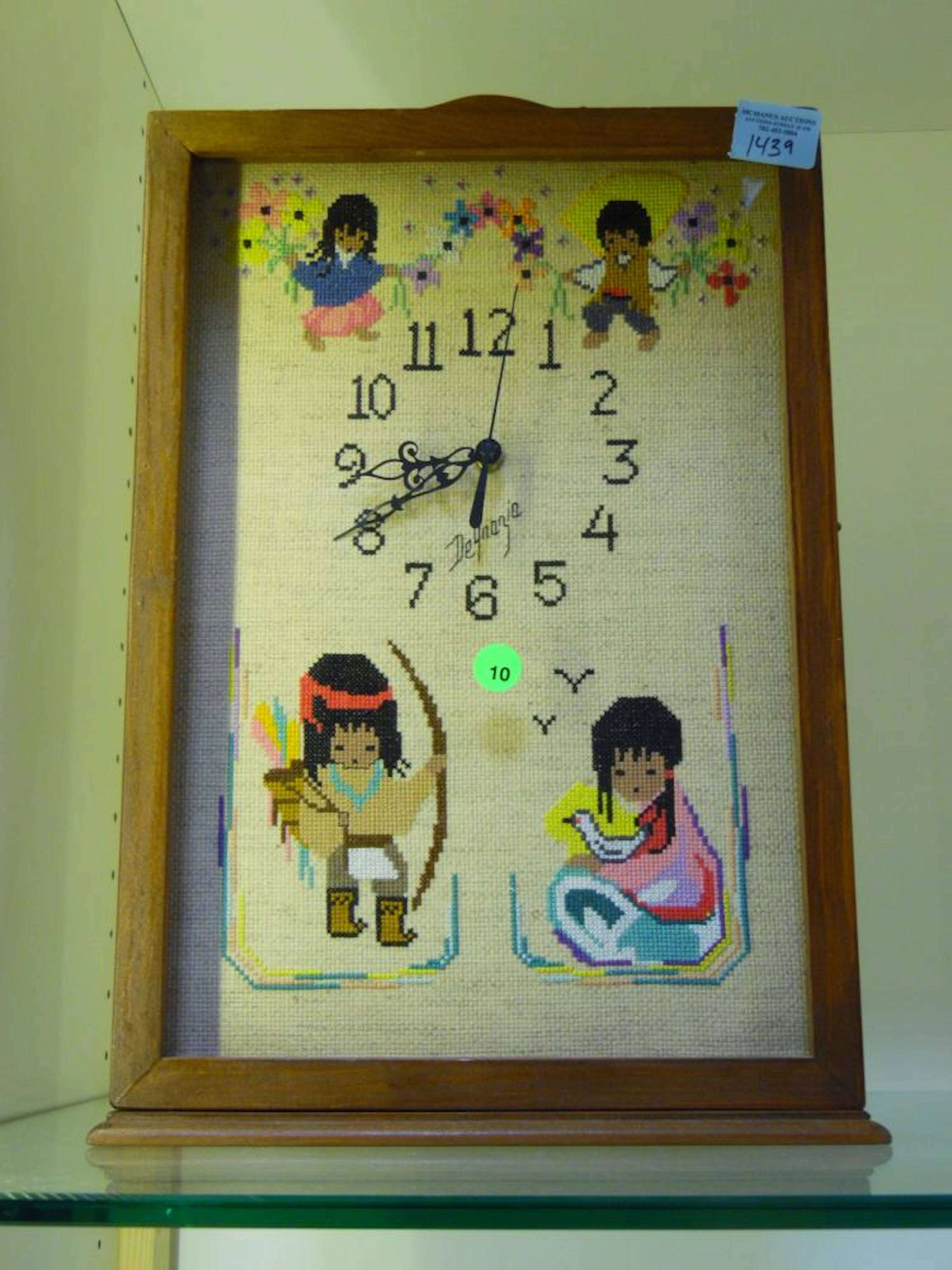 SHADOW BOX FRAMED CROSS-STITCH NEEDLE POINT SOUTHWEST STYLE SAMPLER CLOCK - 3RD PARTY SHIPPING IS AVAILABLE