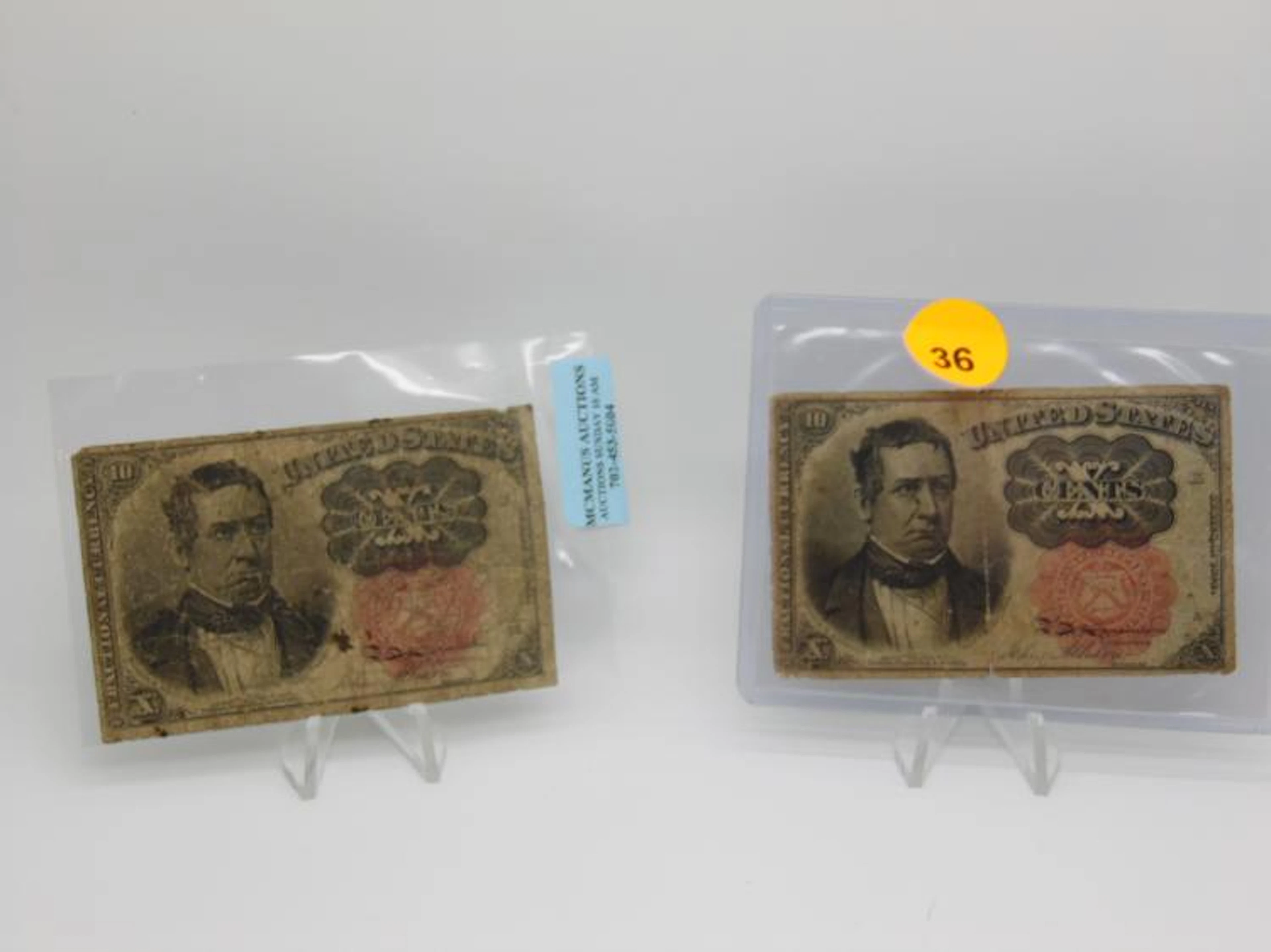 2 PC 1874 FRACTIONAL 5 CENT CURRENCY LOT