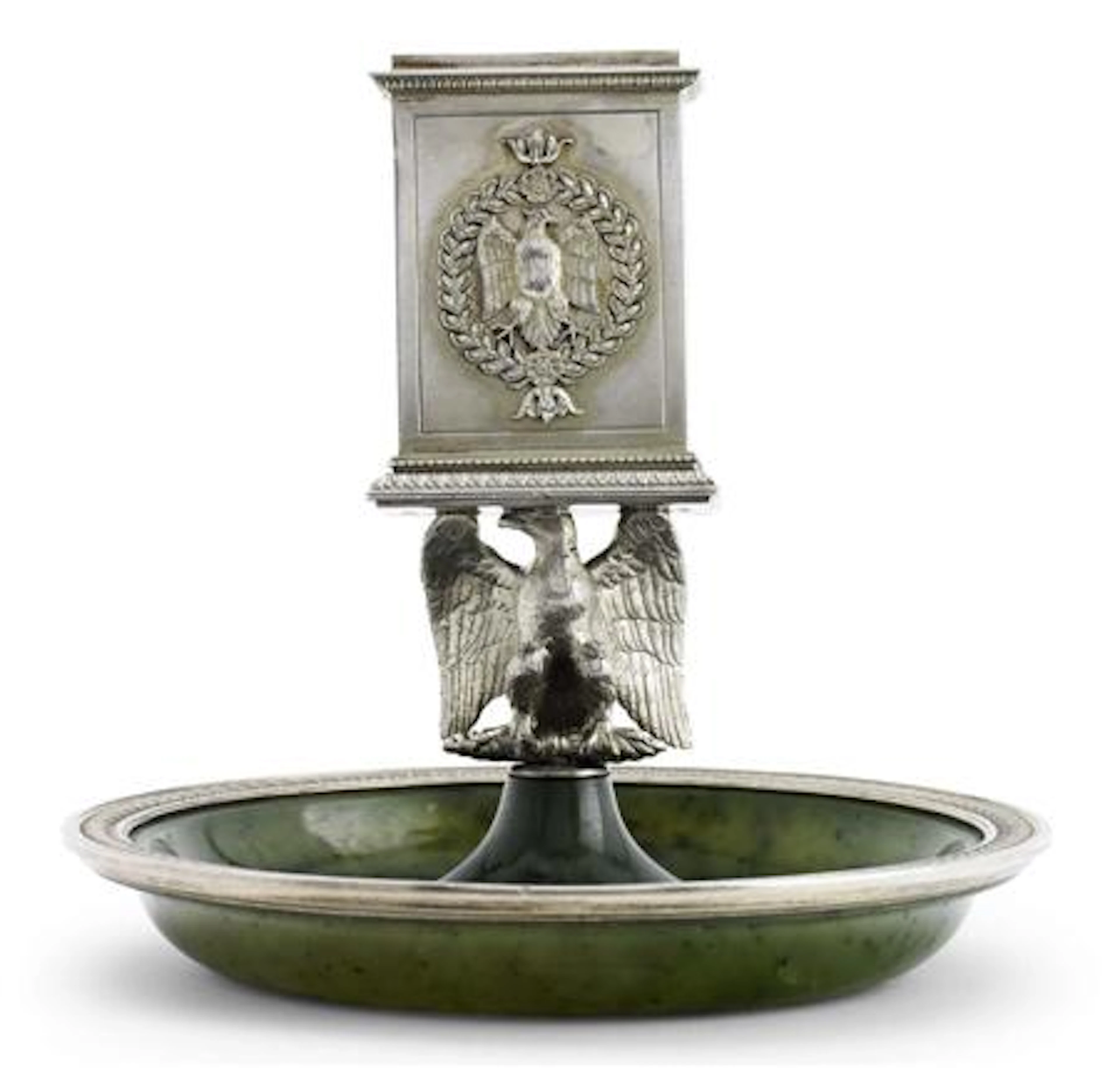 A Fabergé silver-gilt and Nephrite match box holder, Workmaster Karl Gustav Armfeldt, St. Petersburg, circa 1900
