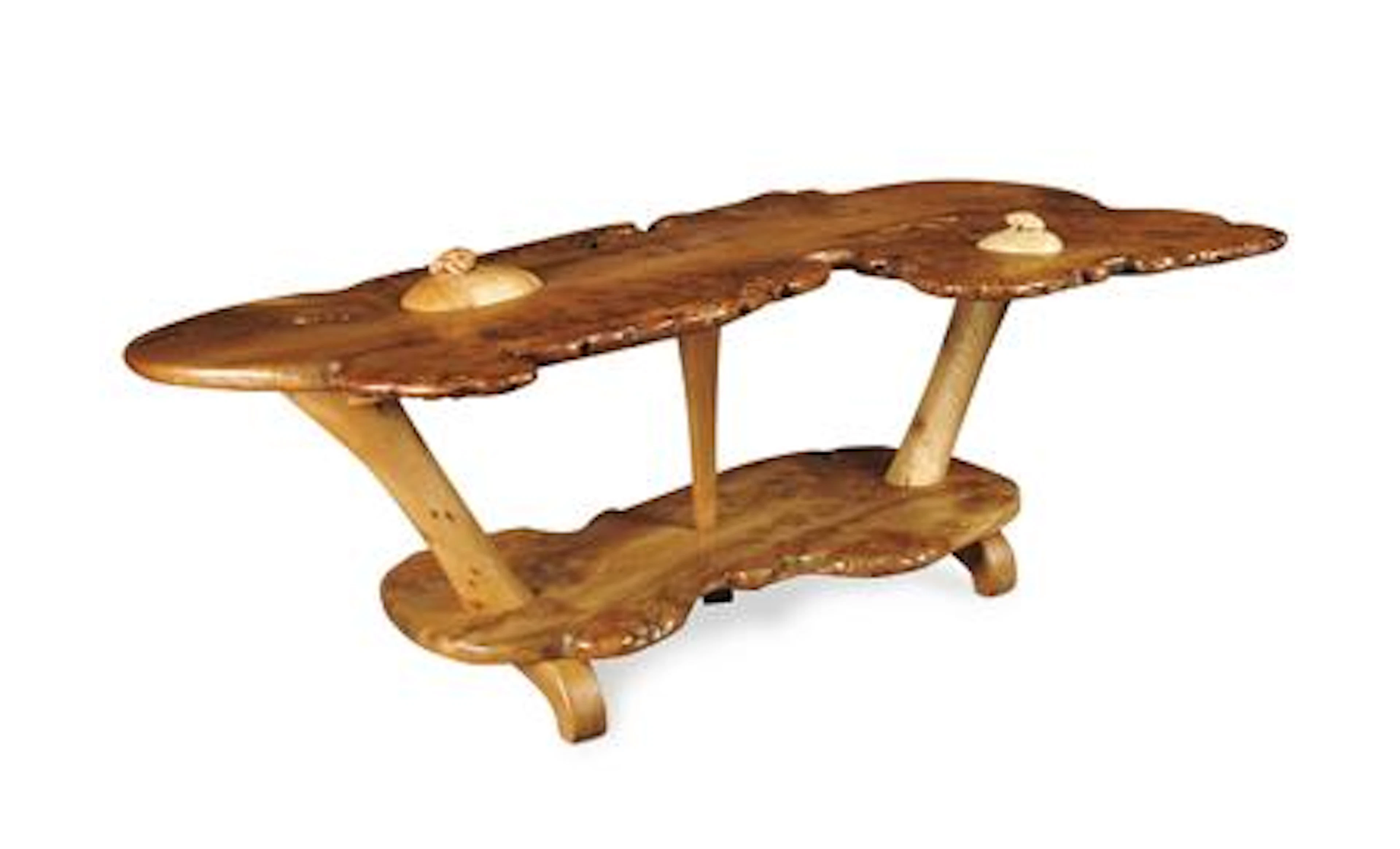 SCOTTISH NATURALISTIC TWO TIER BURR ELM DINING TABLE, BY IAN FLEMING HUNTER, MODERN