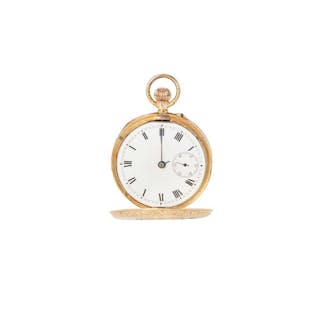 A 9ct gold demi-hunter cased fob watch, A 9ct gold demi-hunter cased fob watch