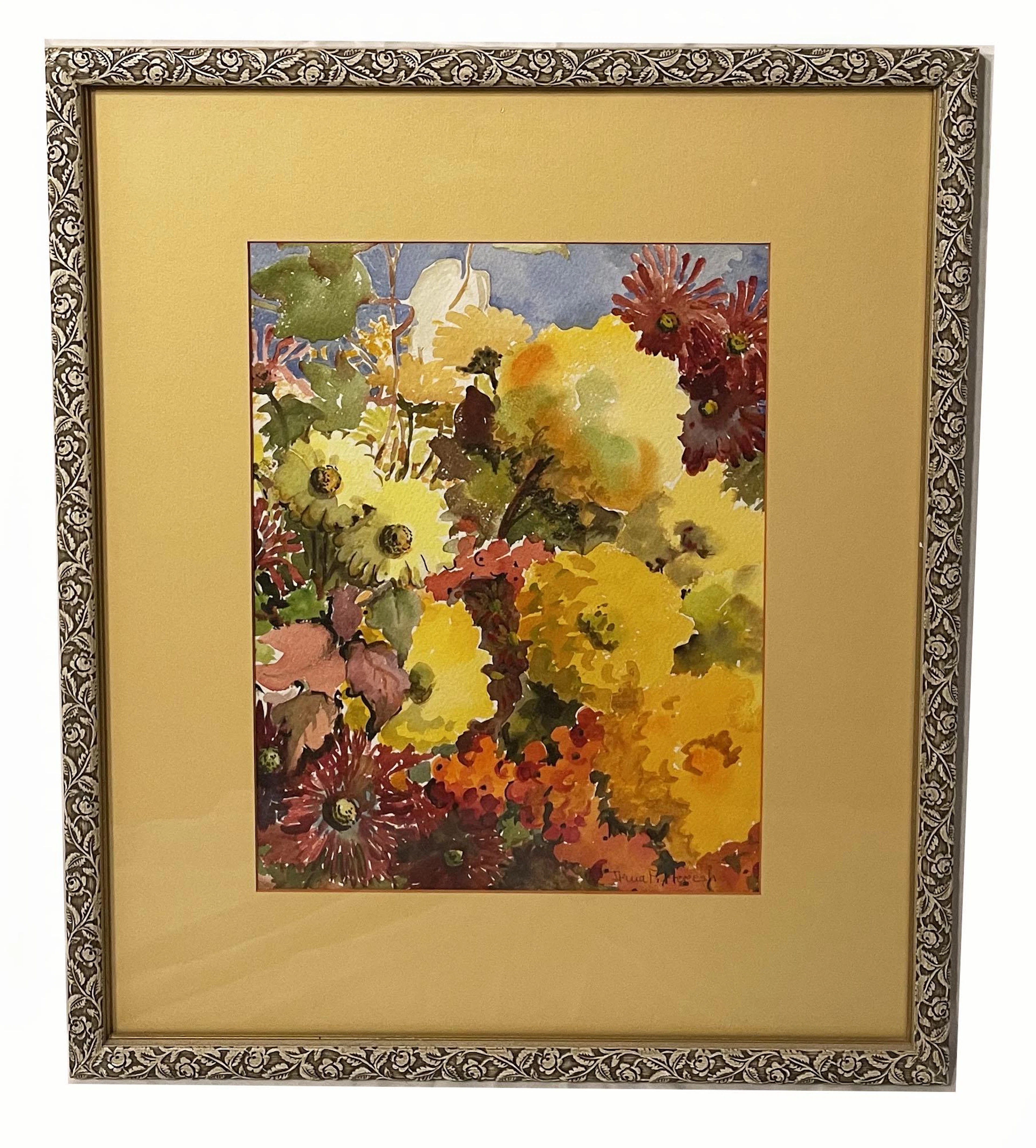 Theresa Freteresch? Floral Watercolor Signed lower
