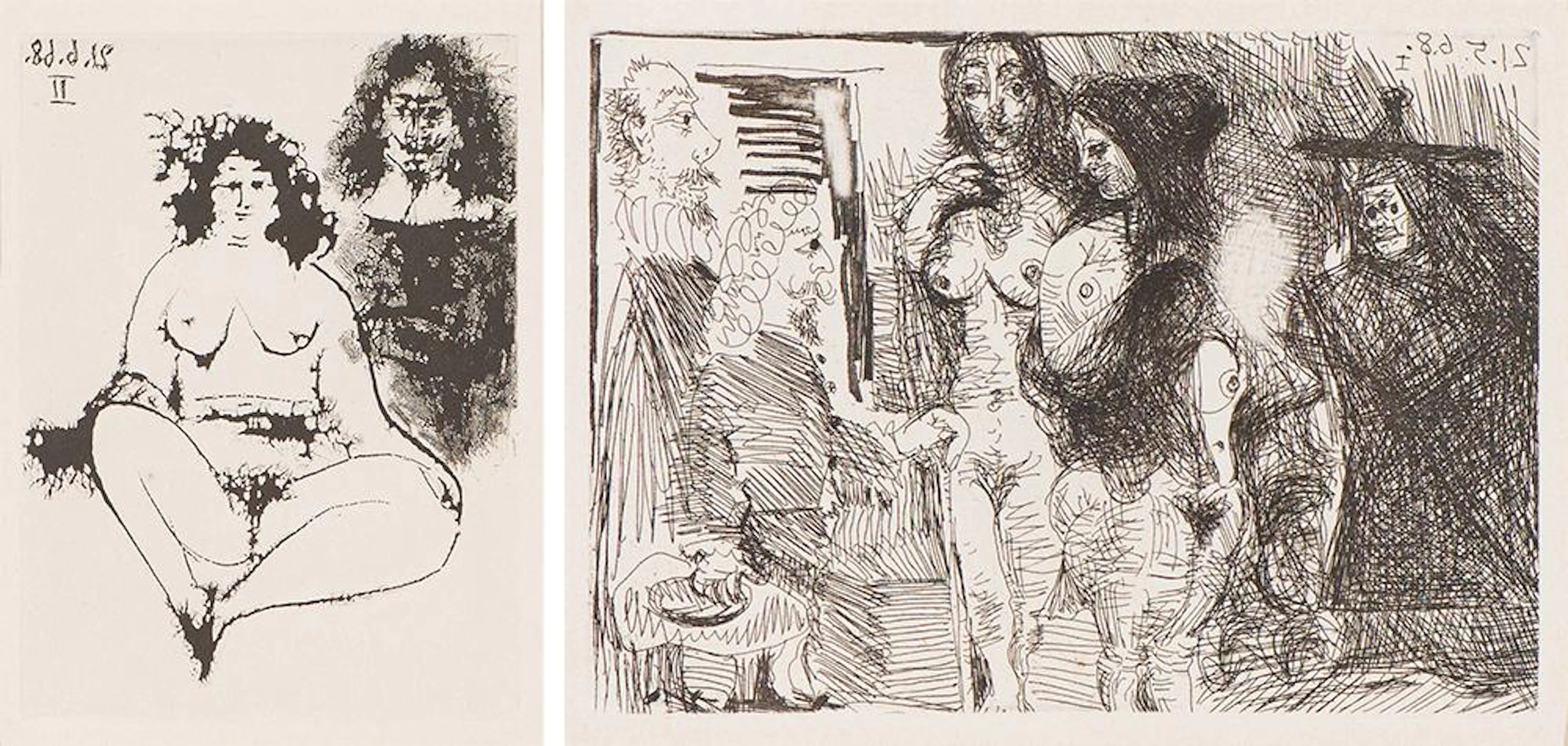 Pablo Picasso (2) Grosse Prostituée et Mousquetaire...
