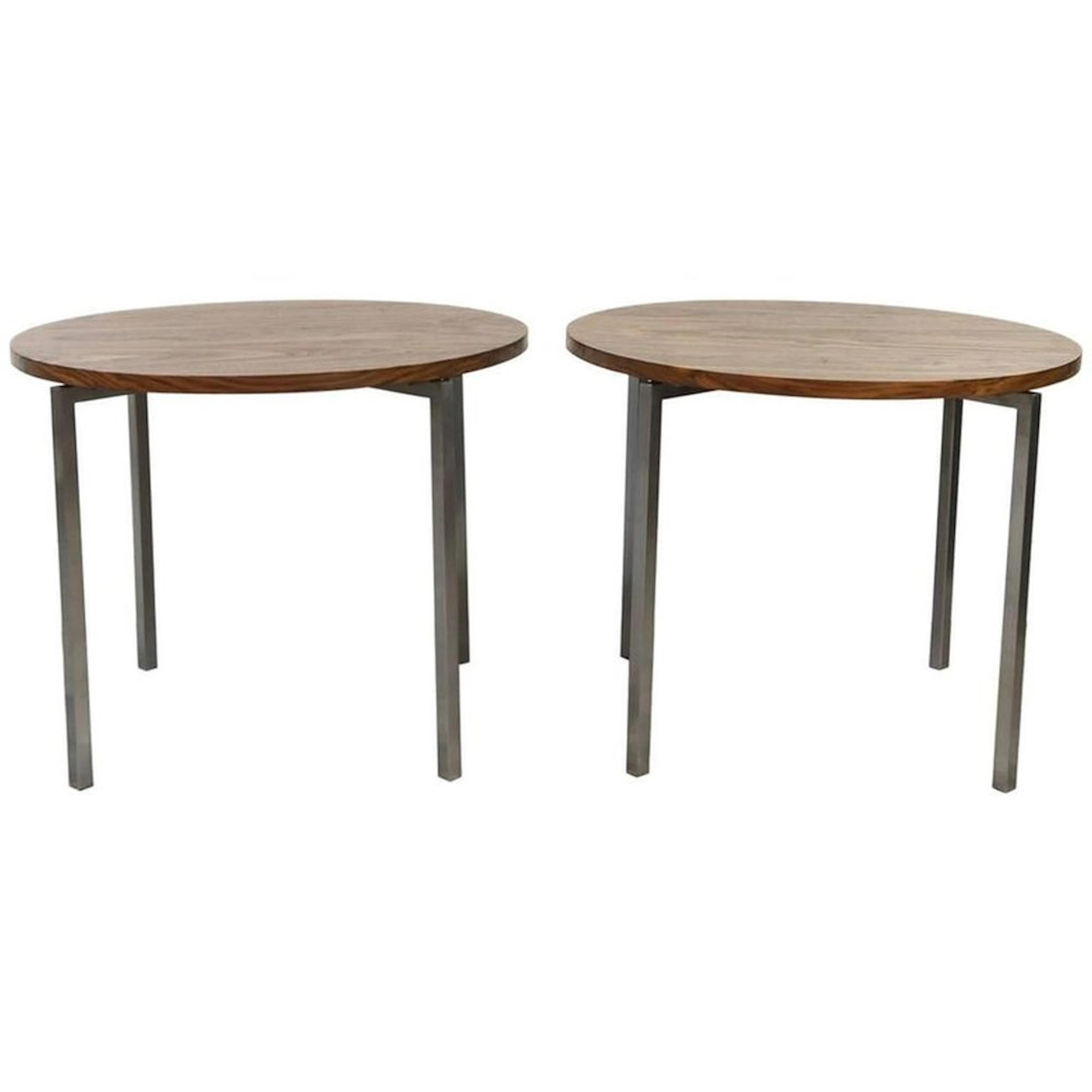 FLORENCE KNOLL WOODEN TOP CIRCULAR END TABLES