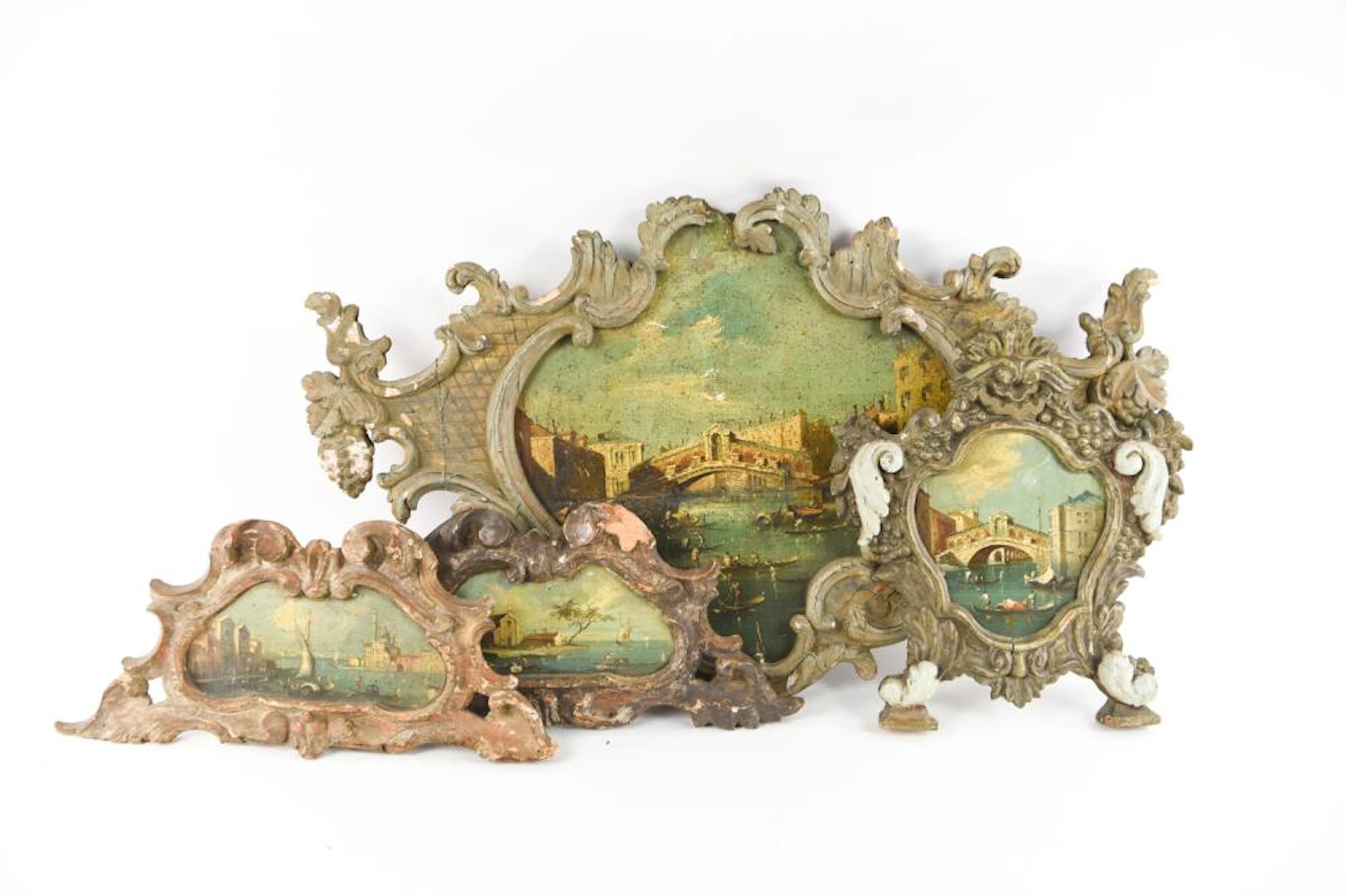 (4) ARCHITECTURAL DETAILS WITH VENETIAN PAINTINGS