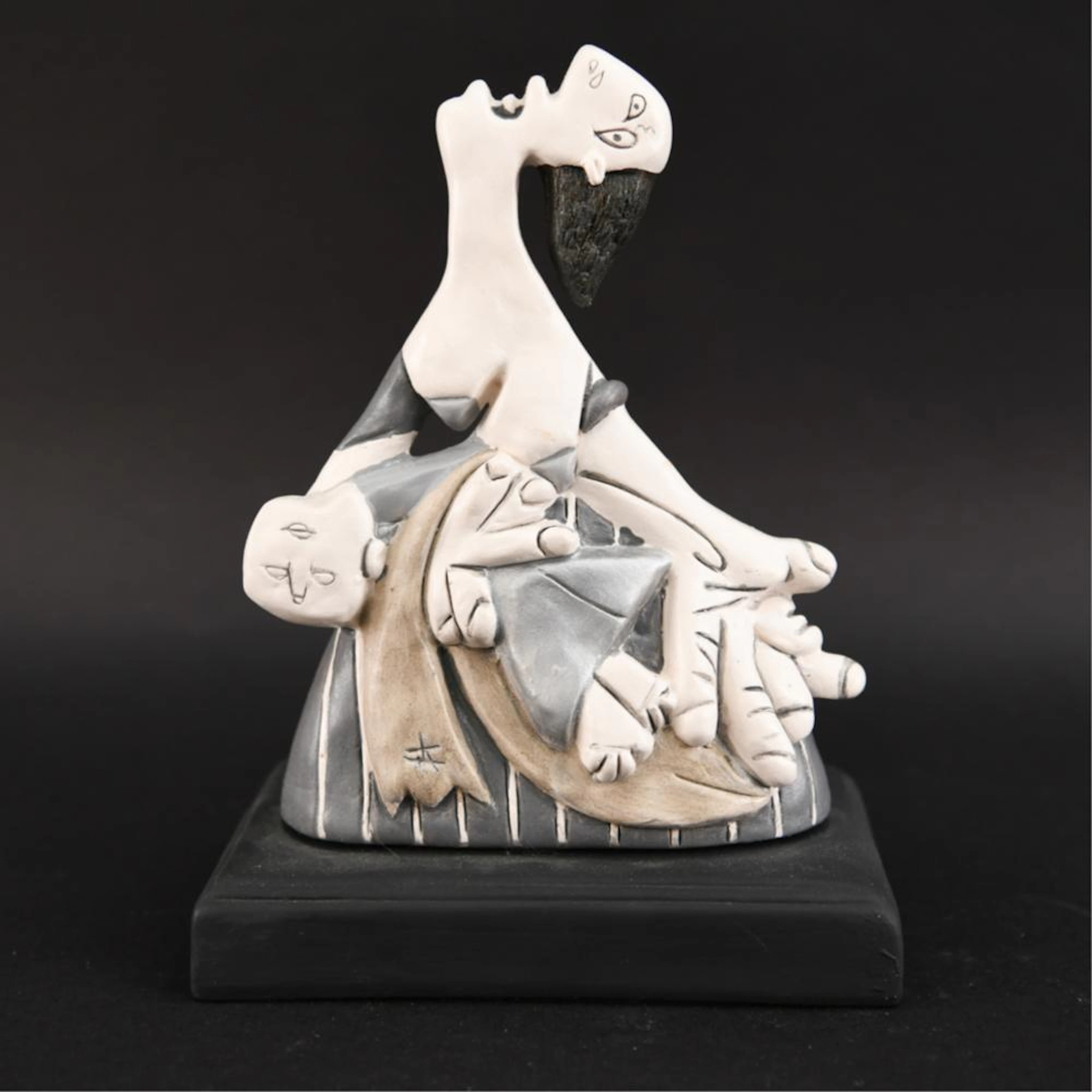 AFTER PICASO'S GUERNICA PAINTED PLASTER SCULPTURE