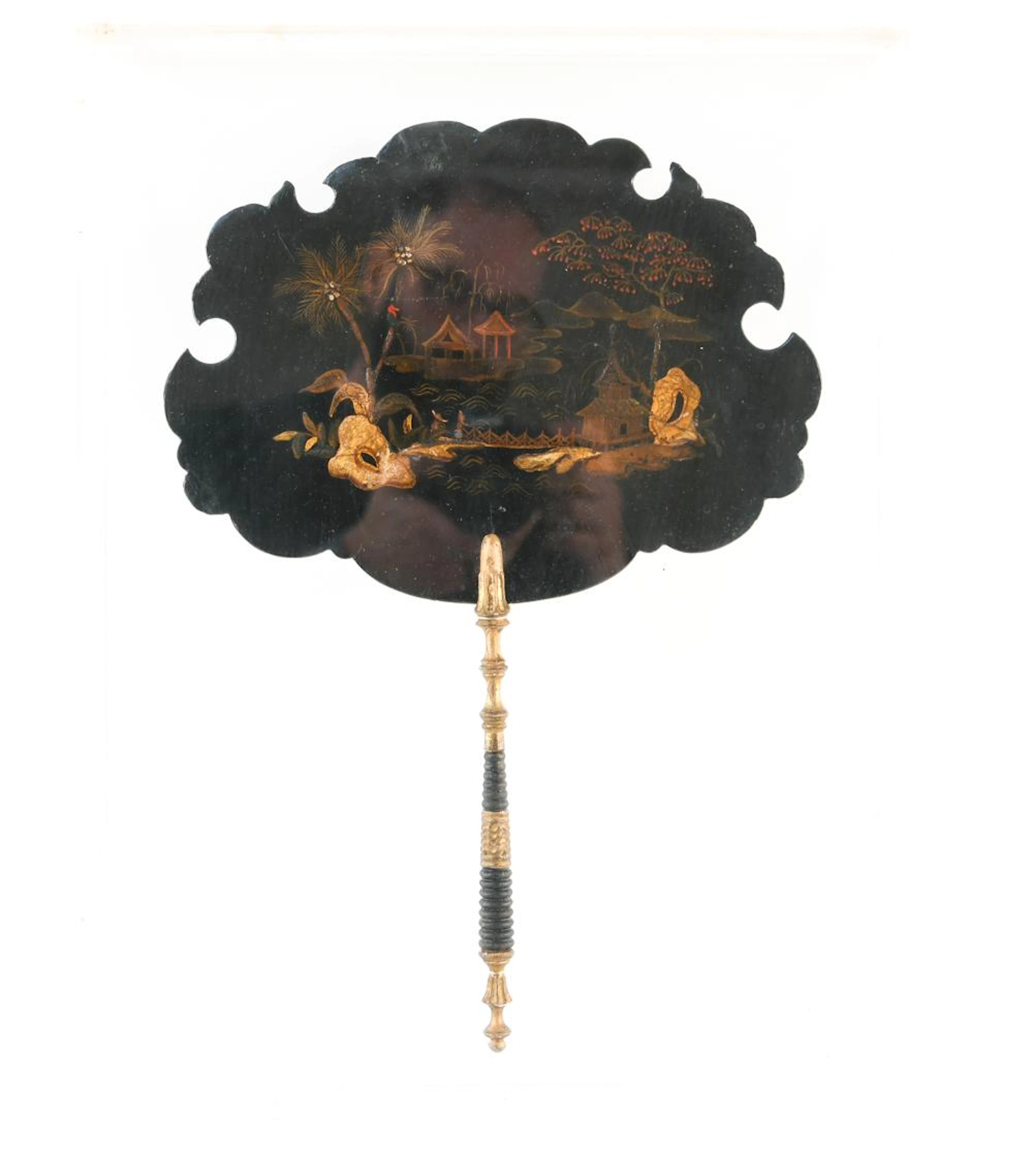 ANTIQUE CHINOISERIE LACQUERED PADDLE FAN