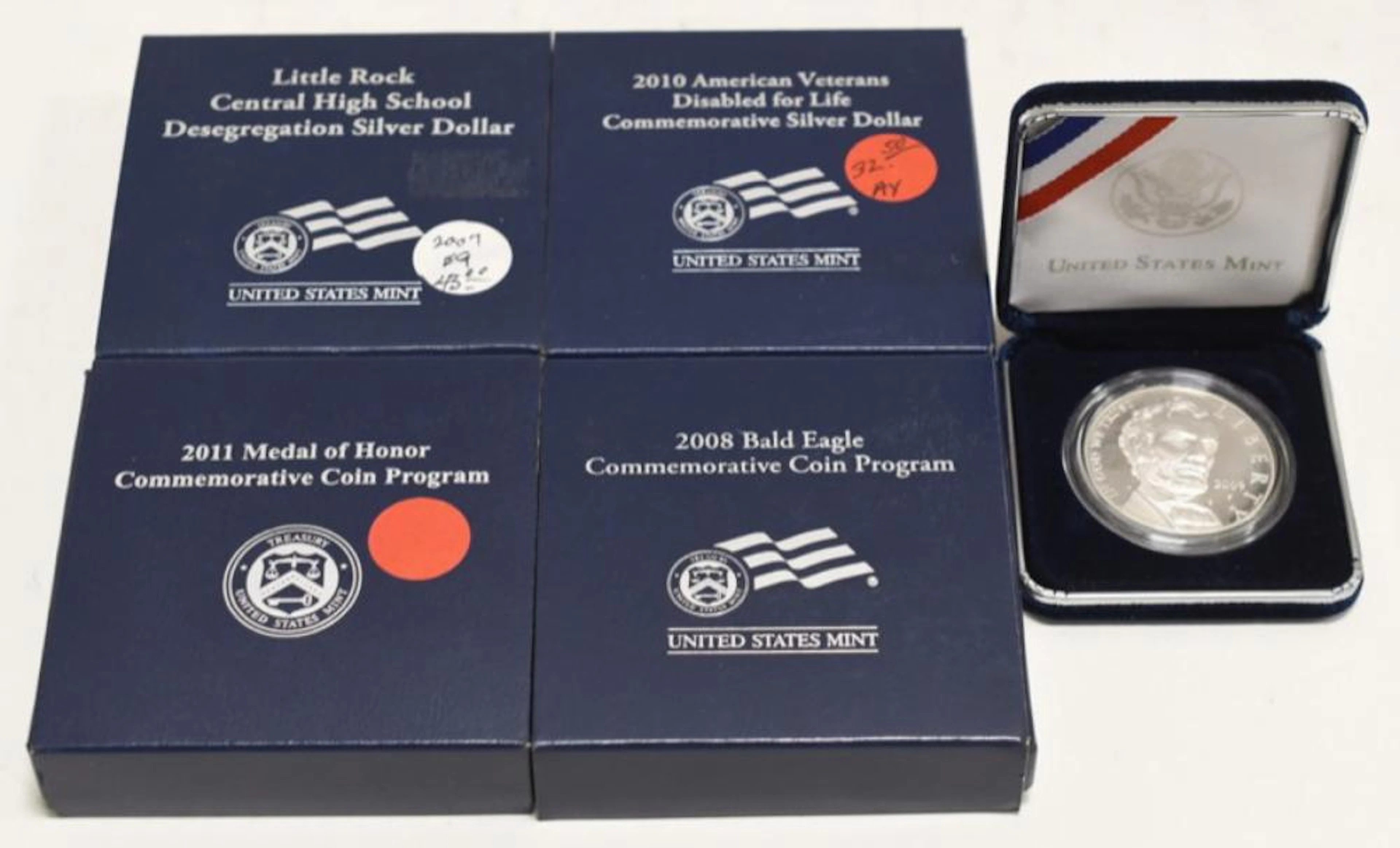 (5) Mixed Commemorative Proof Silver Dollars