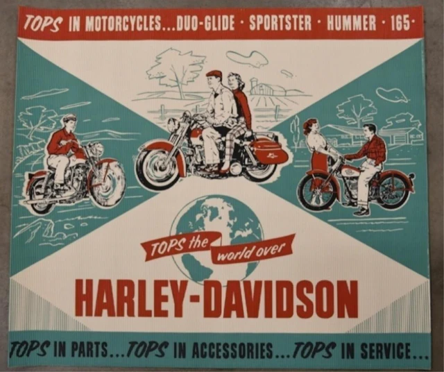 Giant 1950s Harley-Davidson Dealership Banner