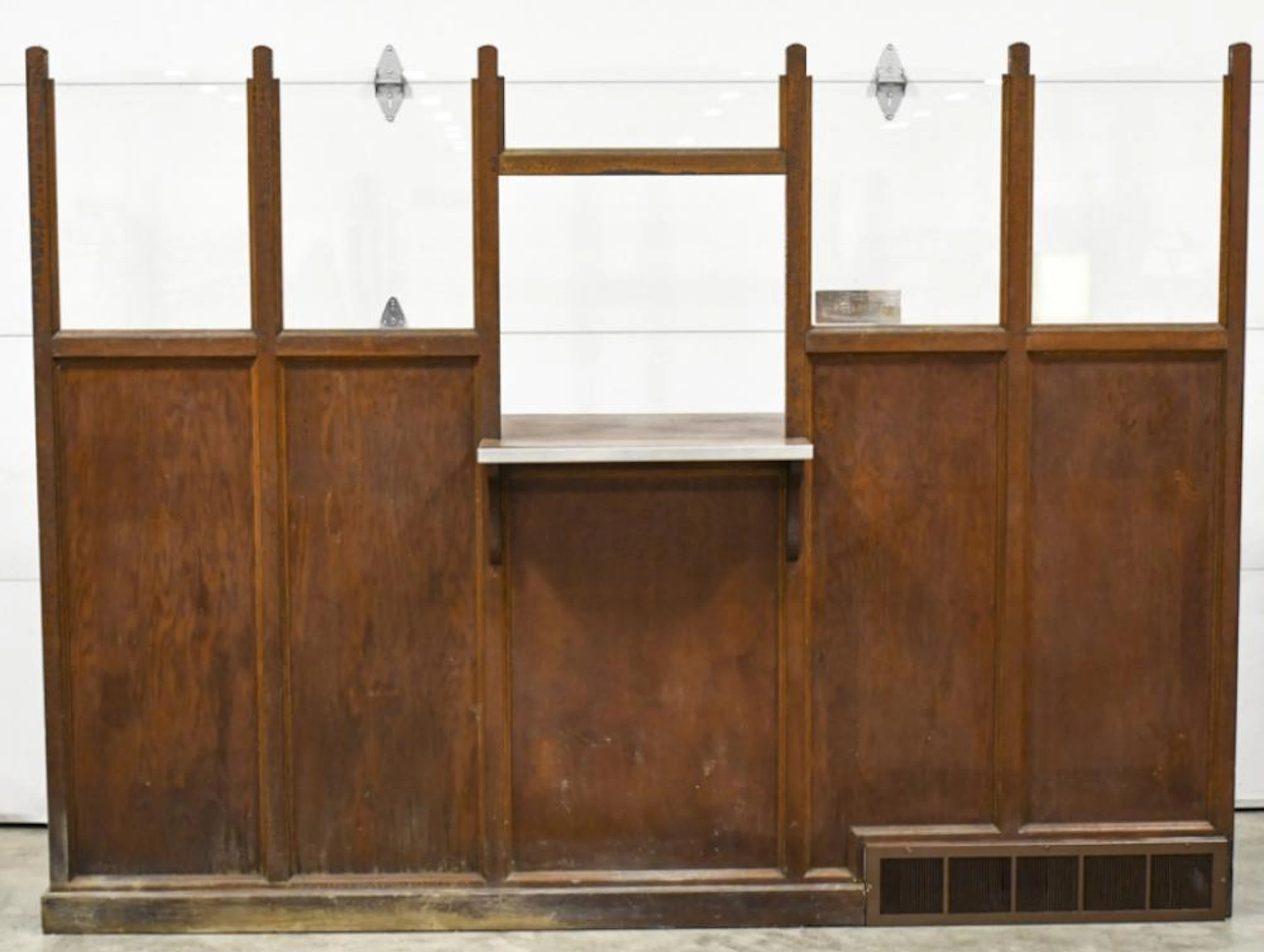 Antique Bank Teller's Station Wooden Counter