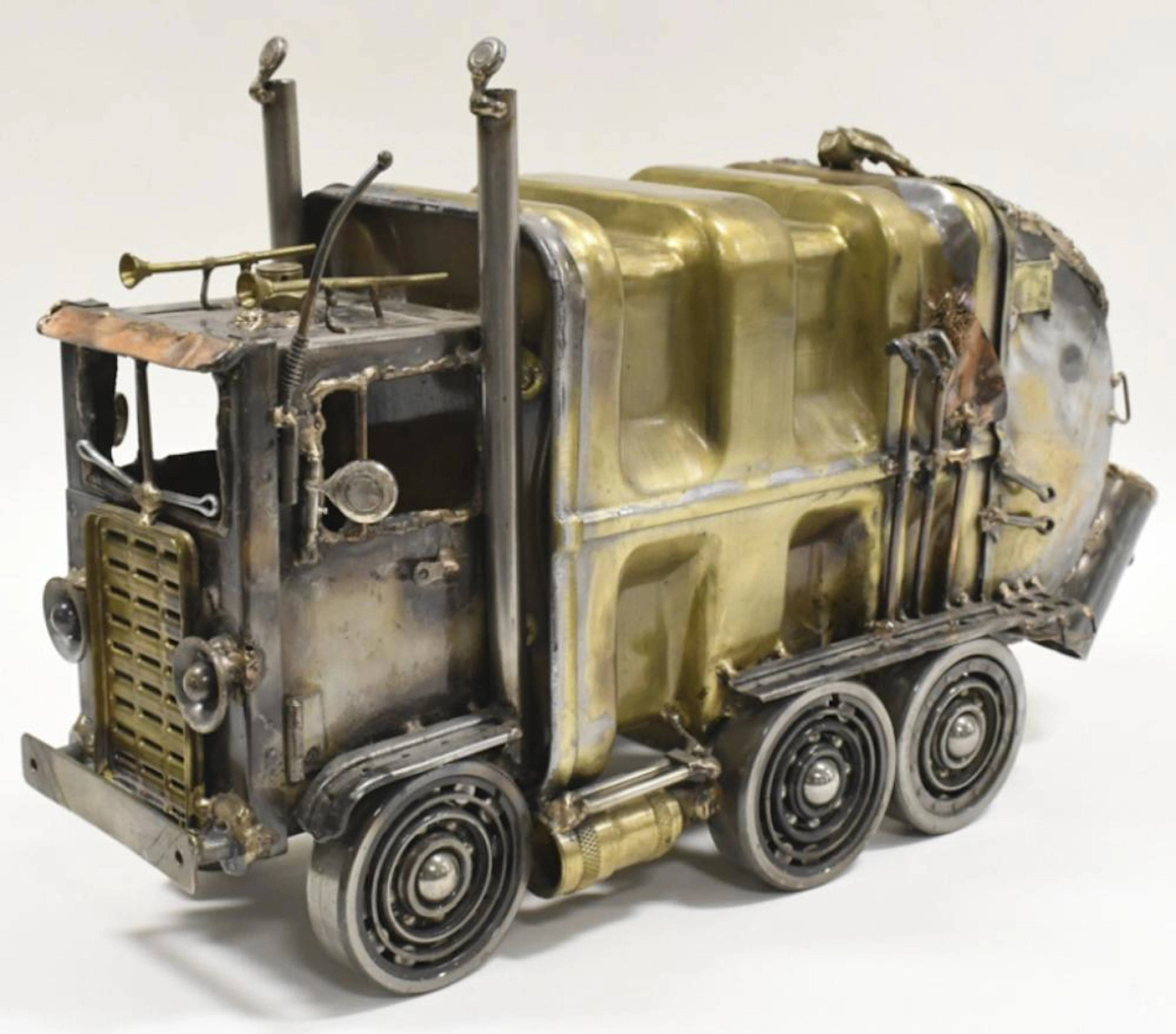 Unique Industrial Art Garbage Truck Sculpture
