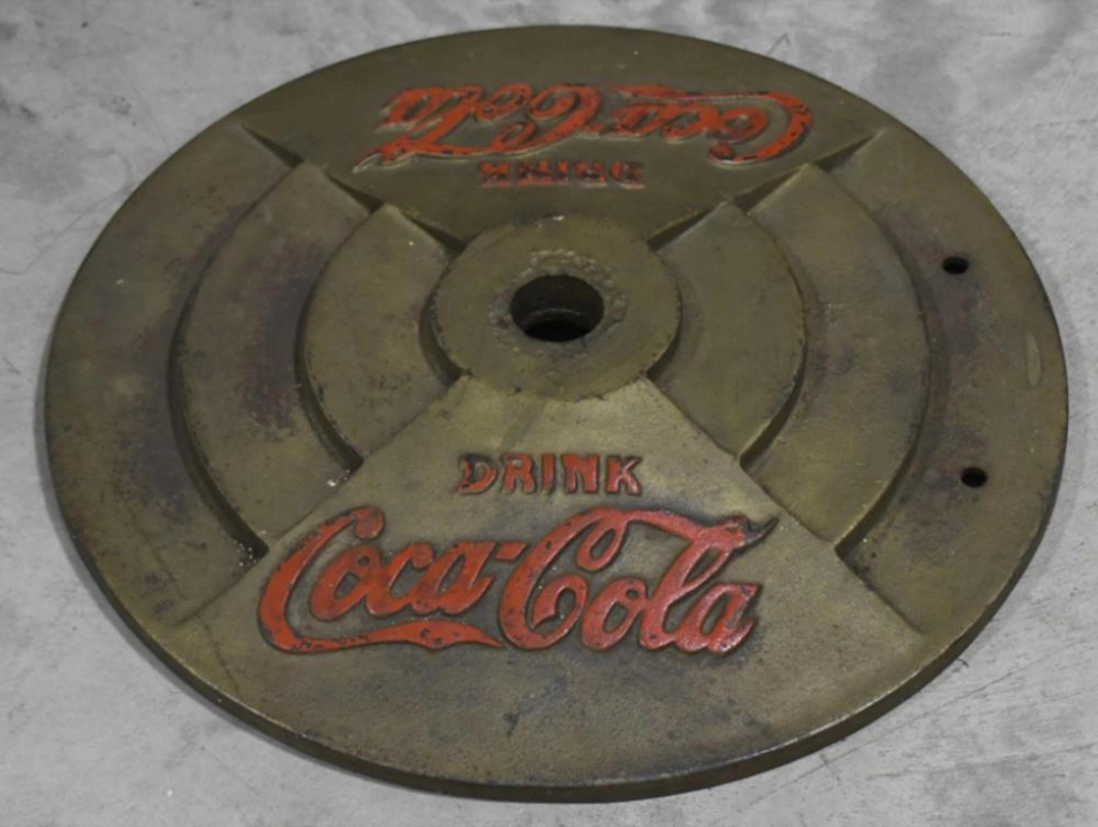 Vintage Coca-Cola Cast Iron Curb Sign Adv Base