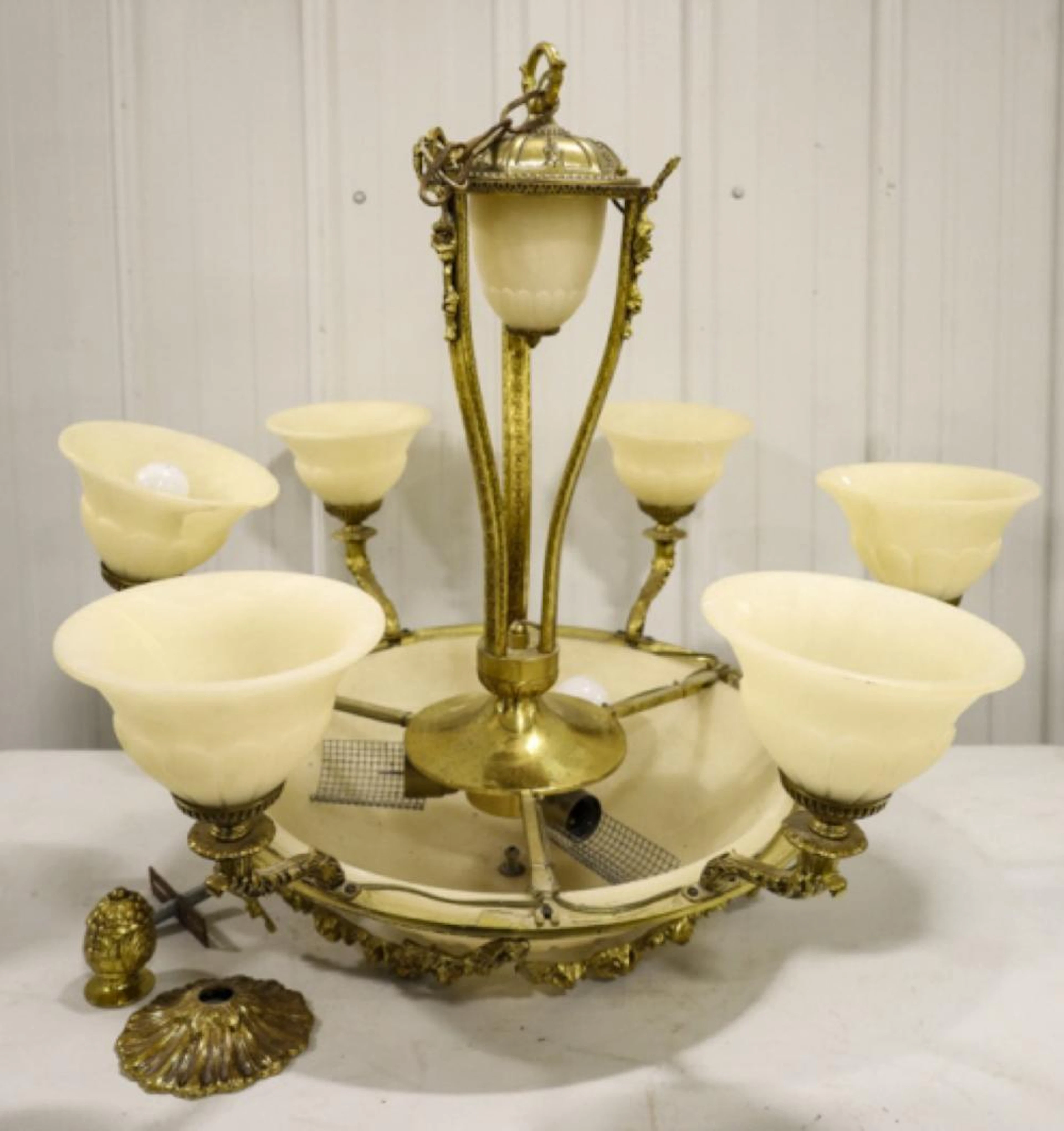 Tuscan Style 6 Arm Chandelier with Sconces