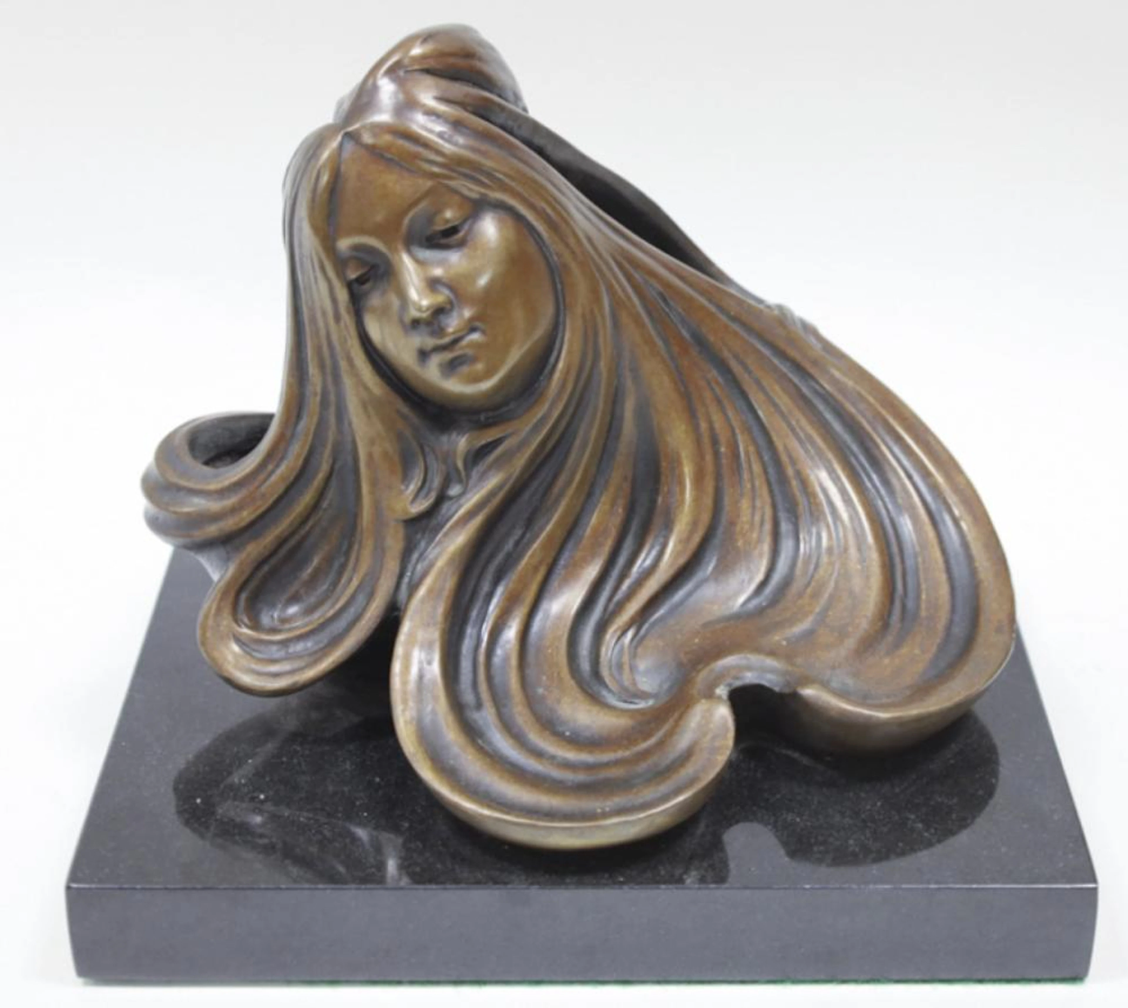 Raoul Larche Loie Fuller Flowing Hair Bronze Bust