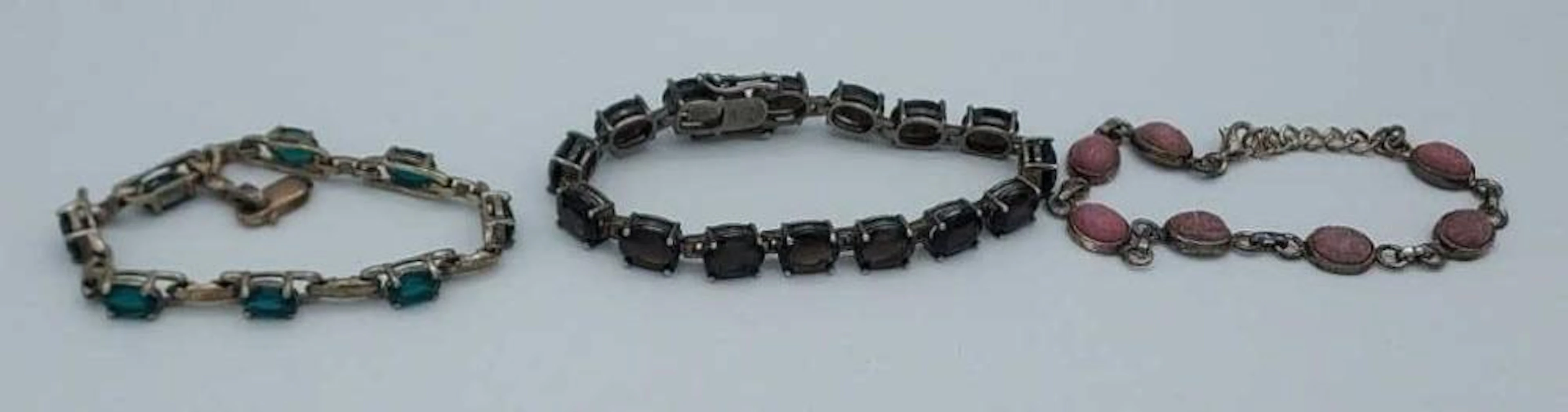 Three (3) Sterling Silver Multistone Bracelets