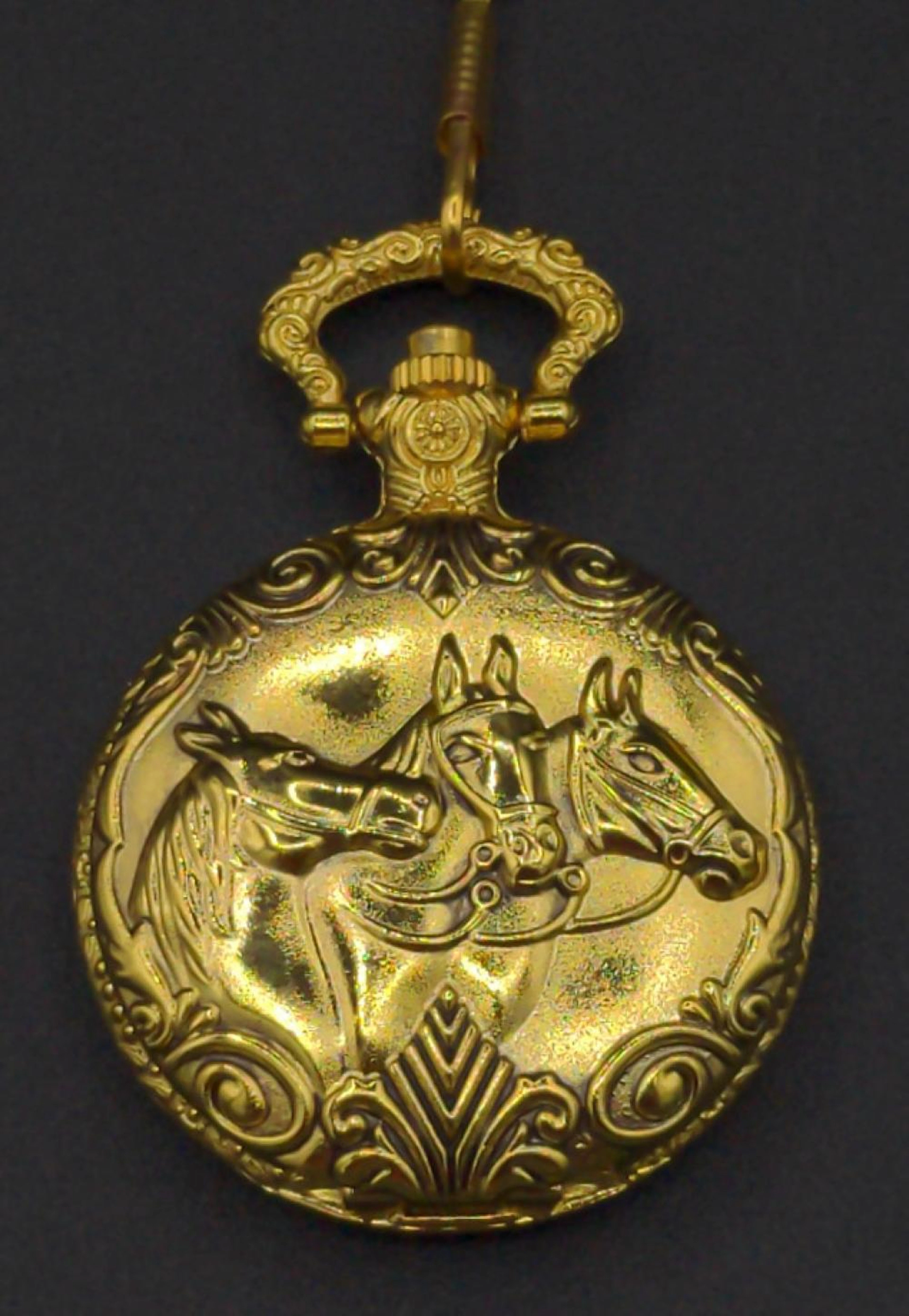 Luis Cardini Triple Horse Head Pocket Watch
