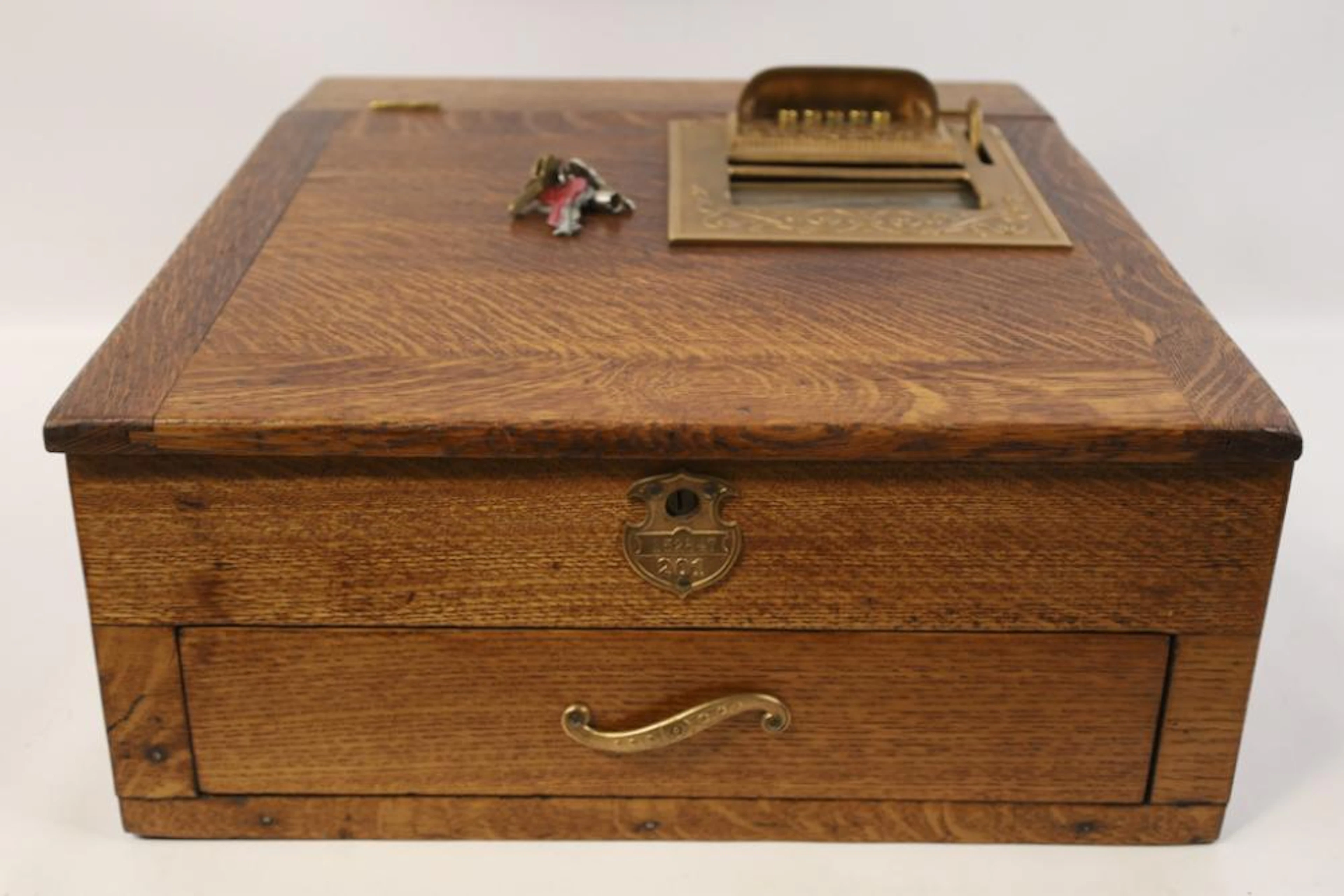 Oak & Brass Flat Model National Cash Register