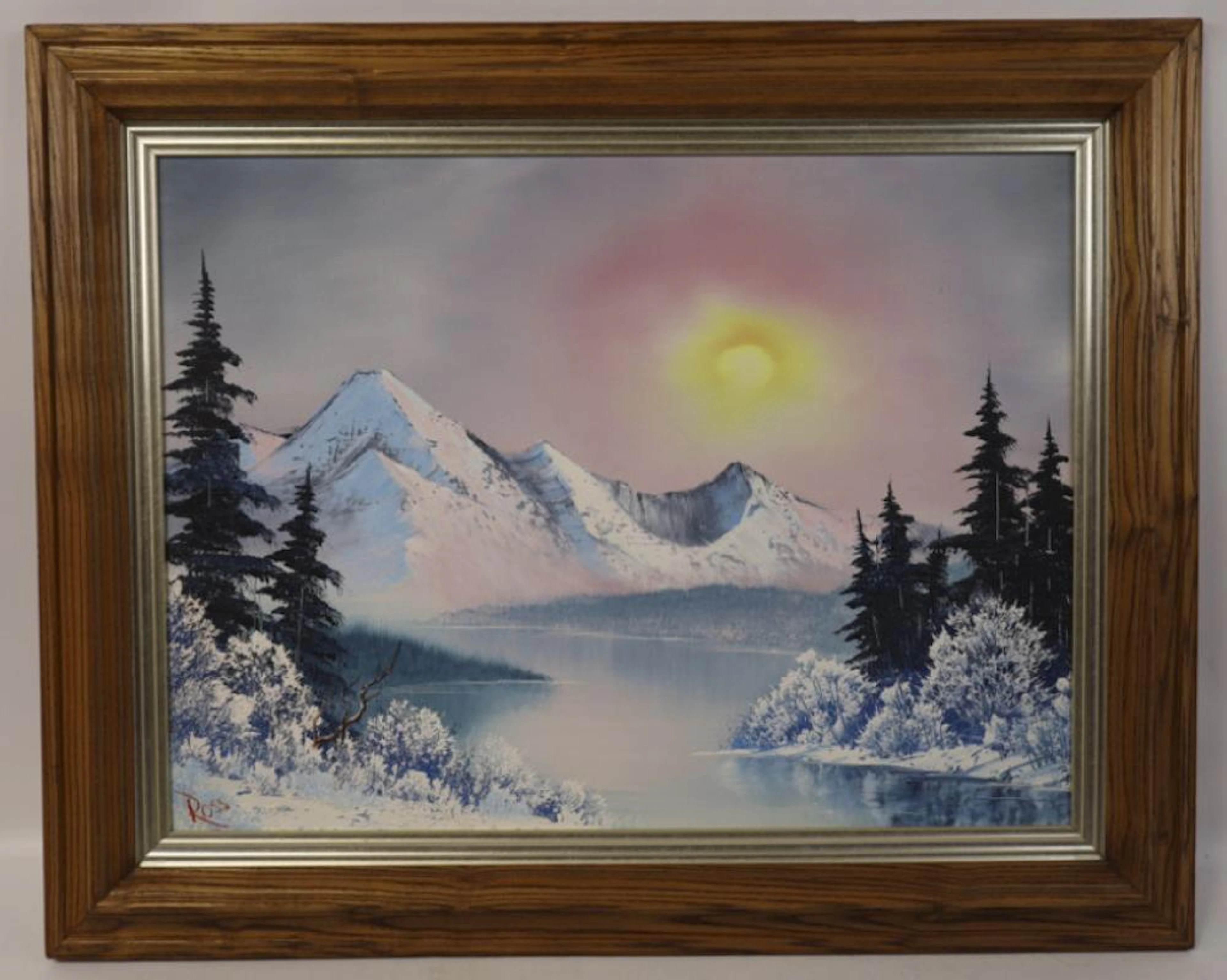 Very Rare Bob Ross "Winter Glory" Oil On Canvas