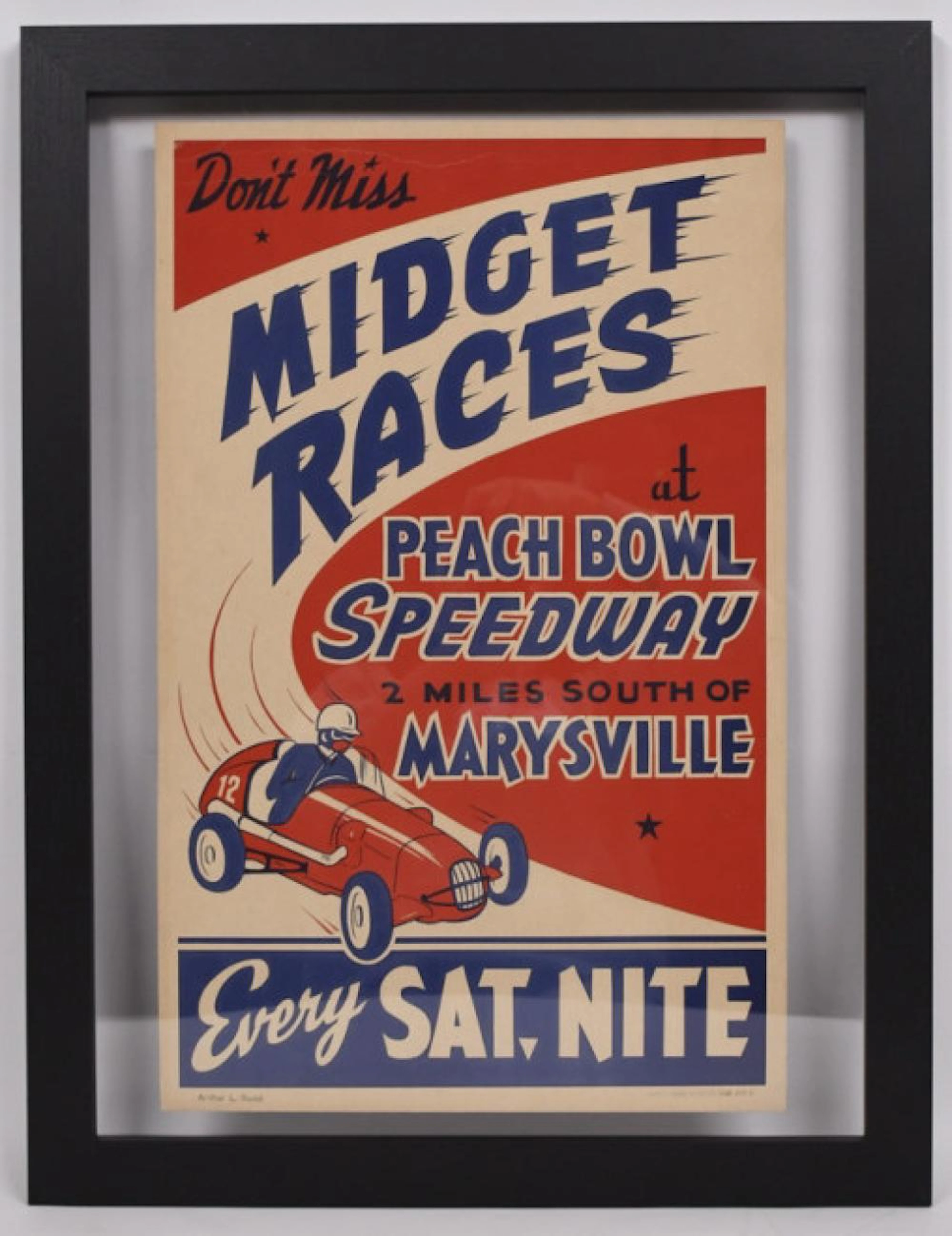 Orig 1950s Peach Bowl Speedway Auto Race Poster