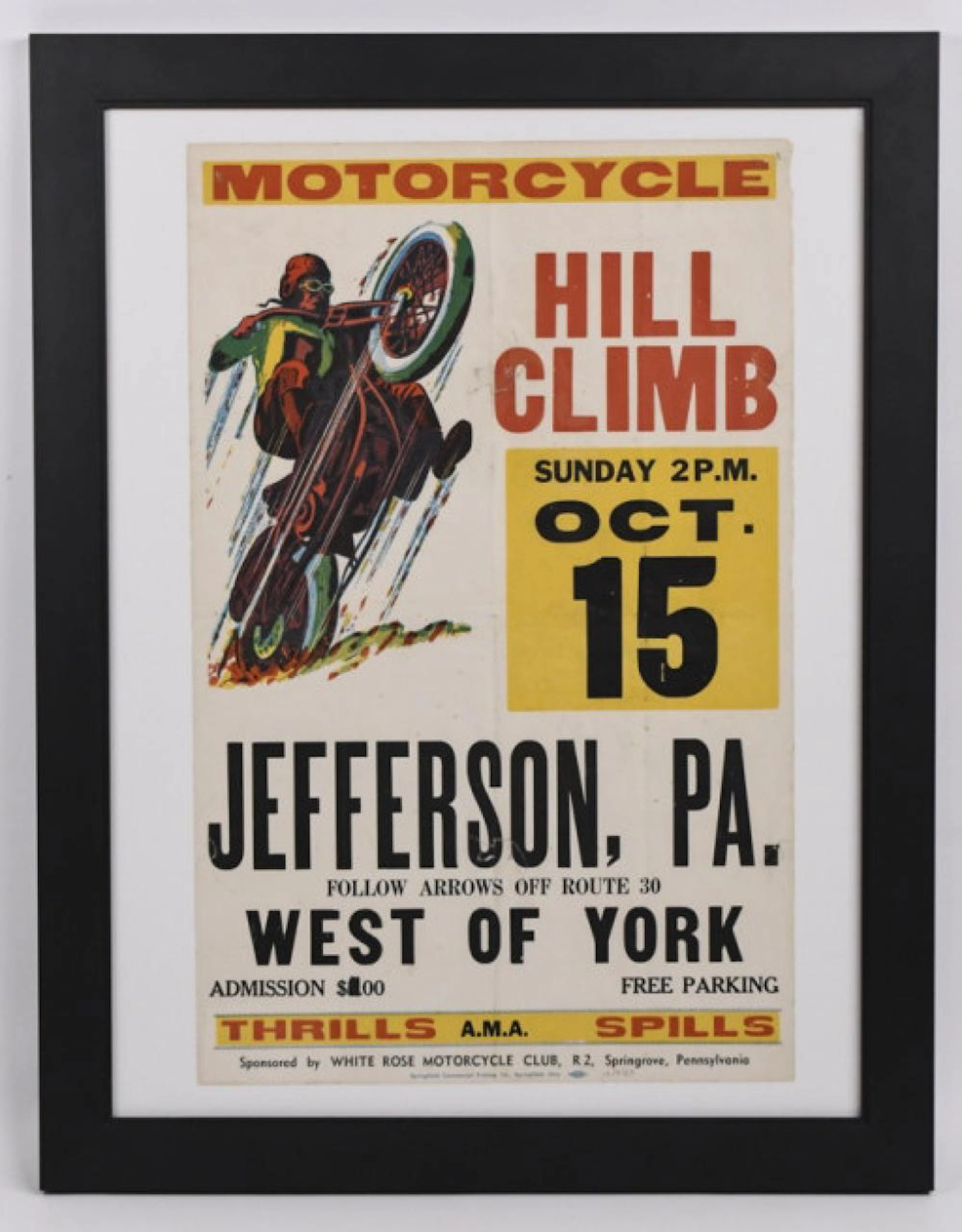 Vintage AMA Motorcycle Hill Climb Adv Poster