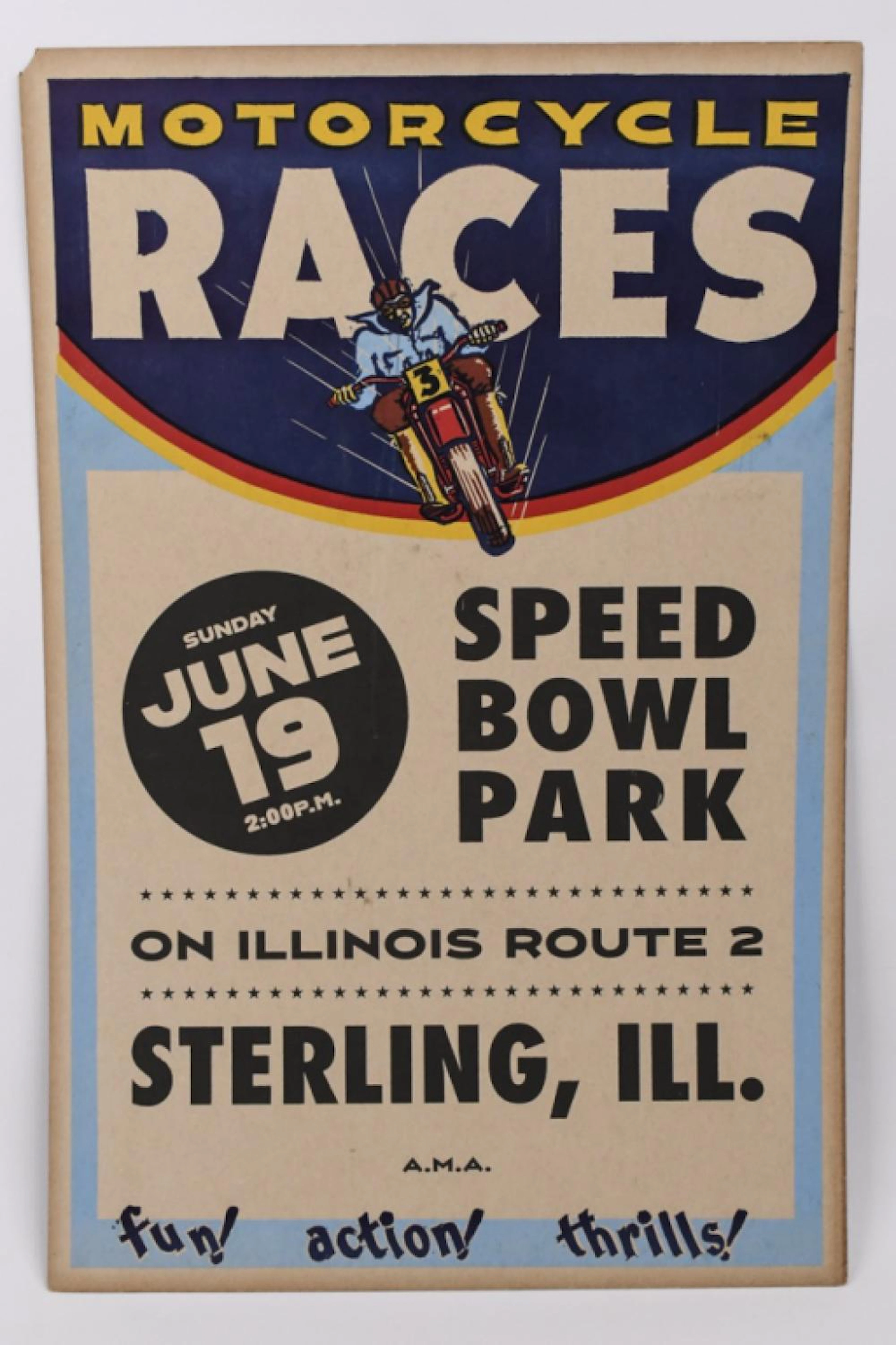 Vintage Sterling IL AMA Motorcycle Racing Poster