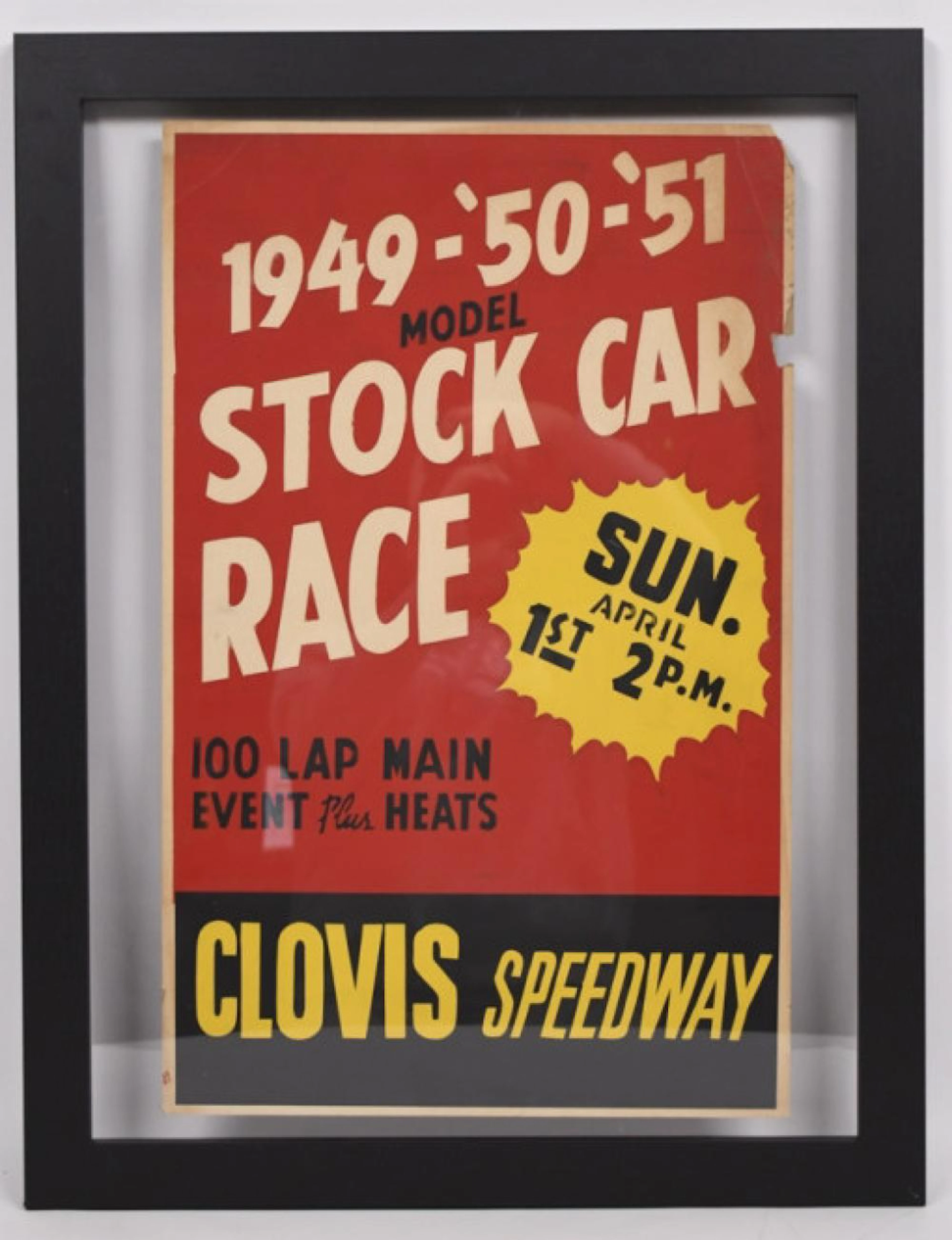 Orig 1950s Clovis Speedway Stock Car Race Poster