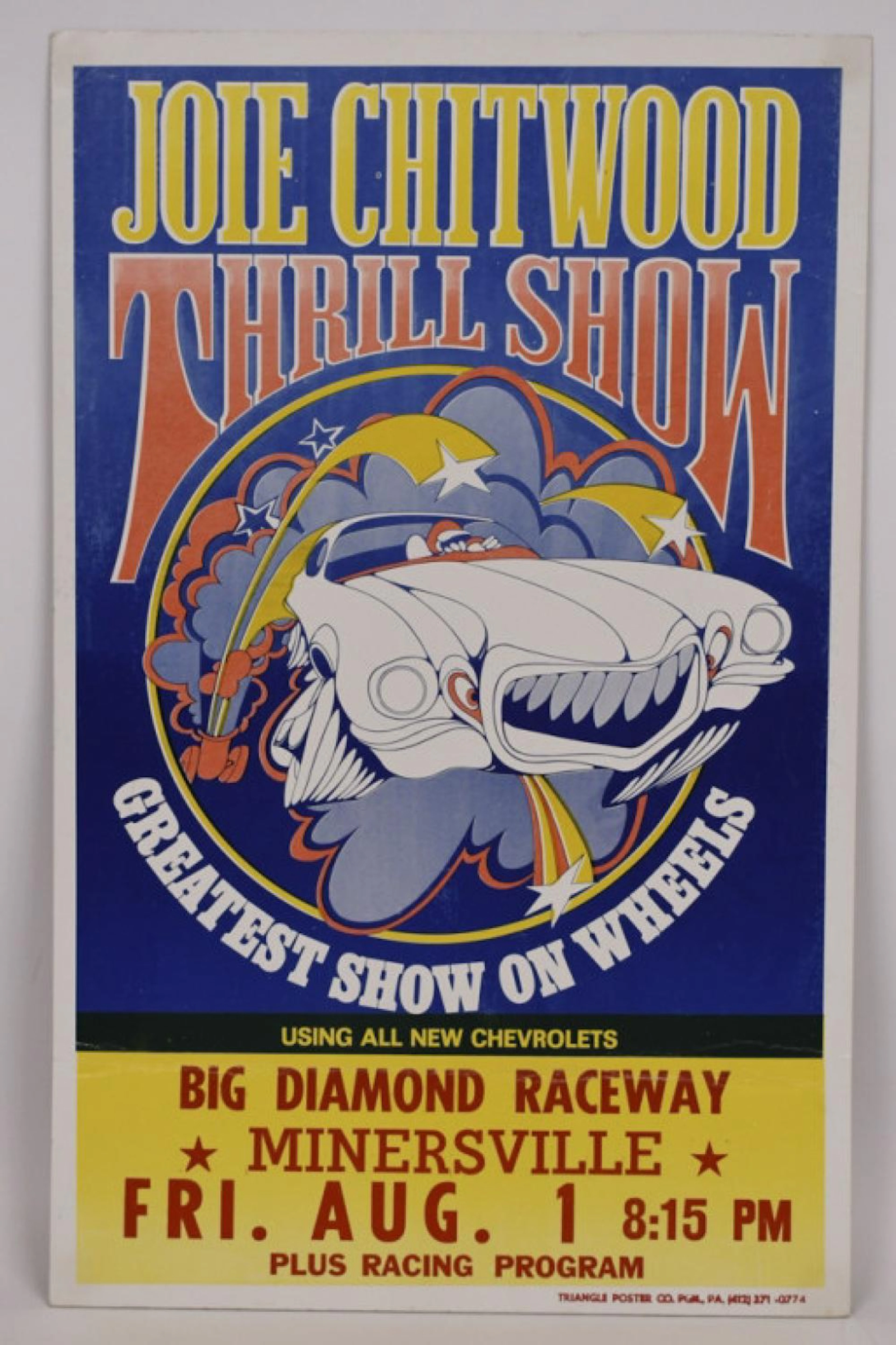 1970s Joie Chitwood Auto Thrill Show Adv Poster