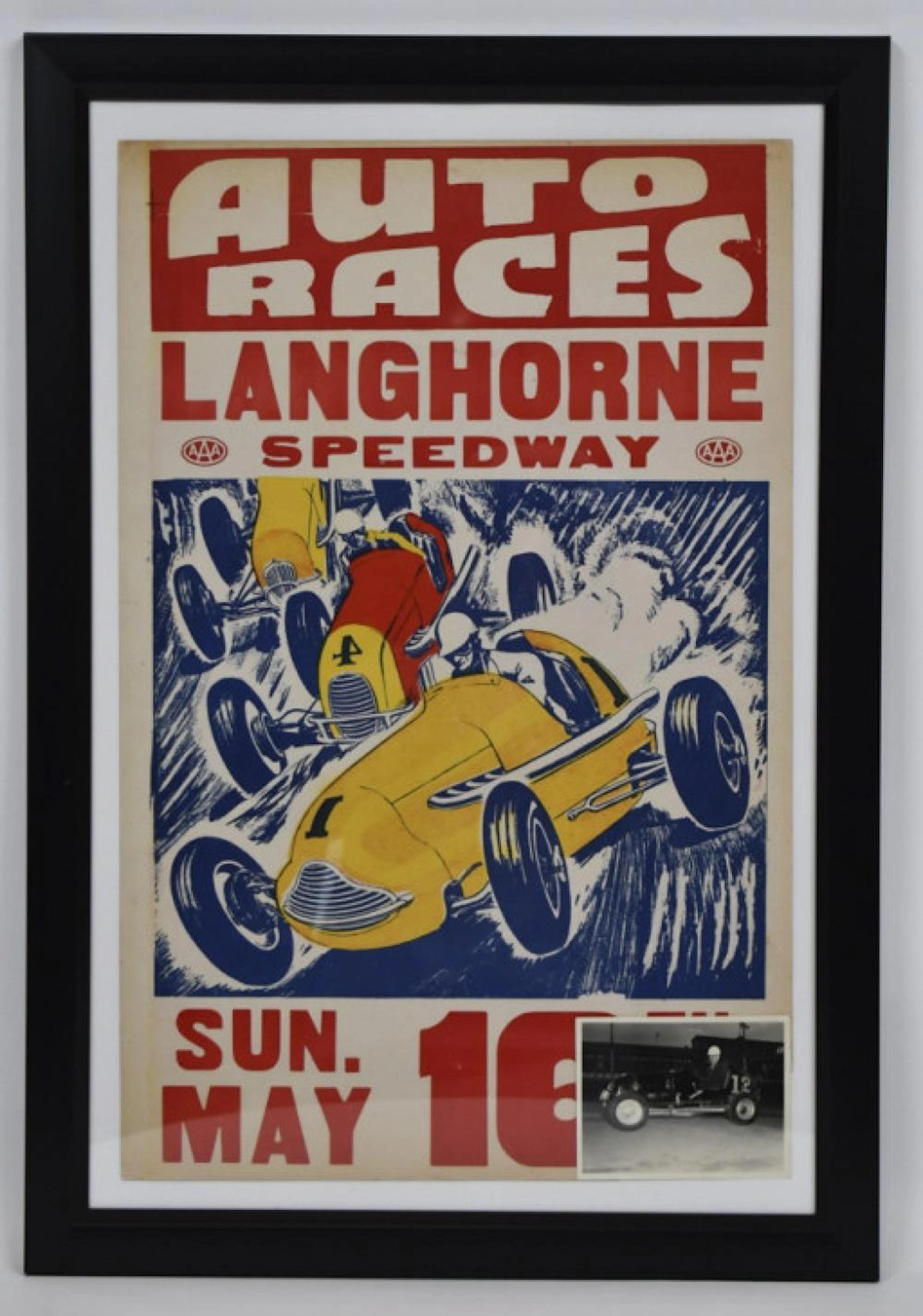 Original 1950s Langhorne Speedway Auto Race Poster