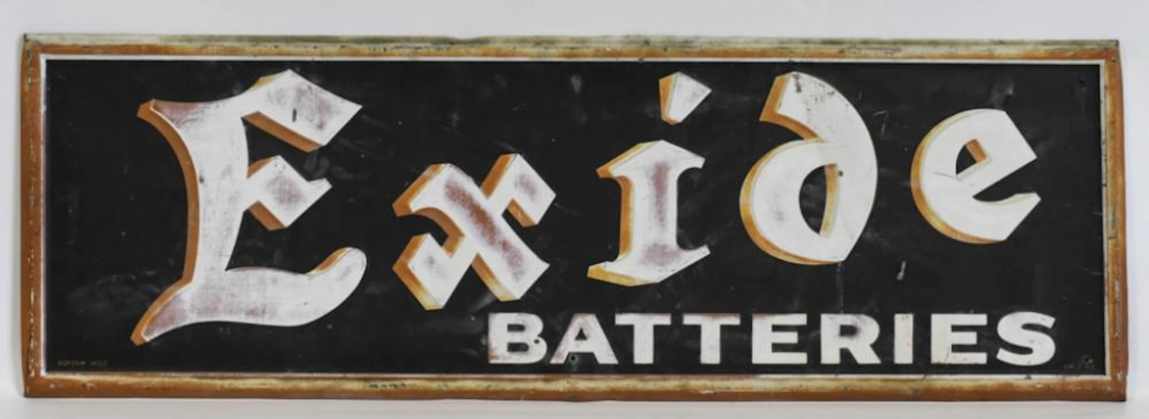 4ft SST Vintage Exide Batteries Embossed Adv Sig