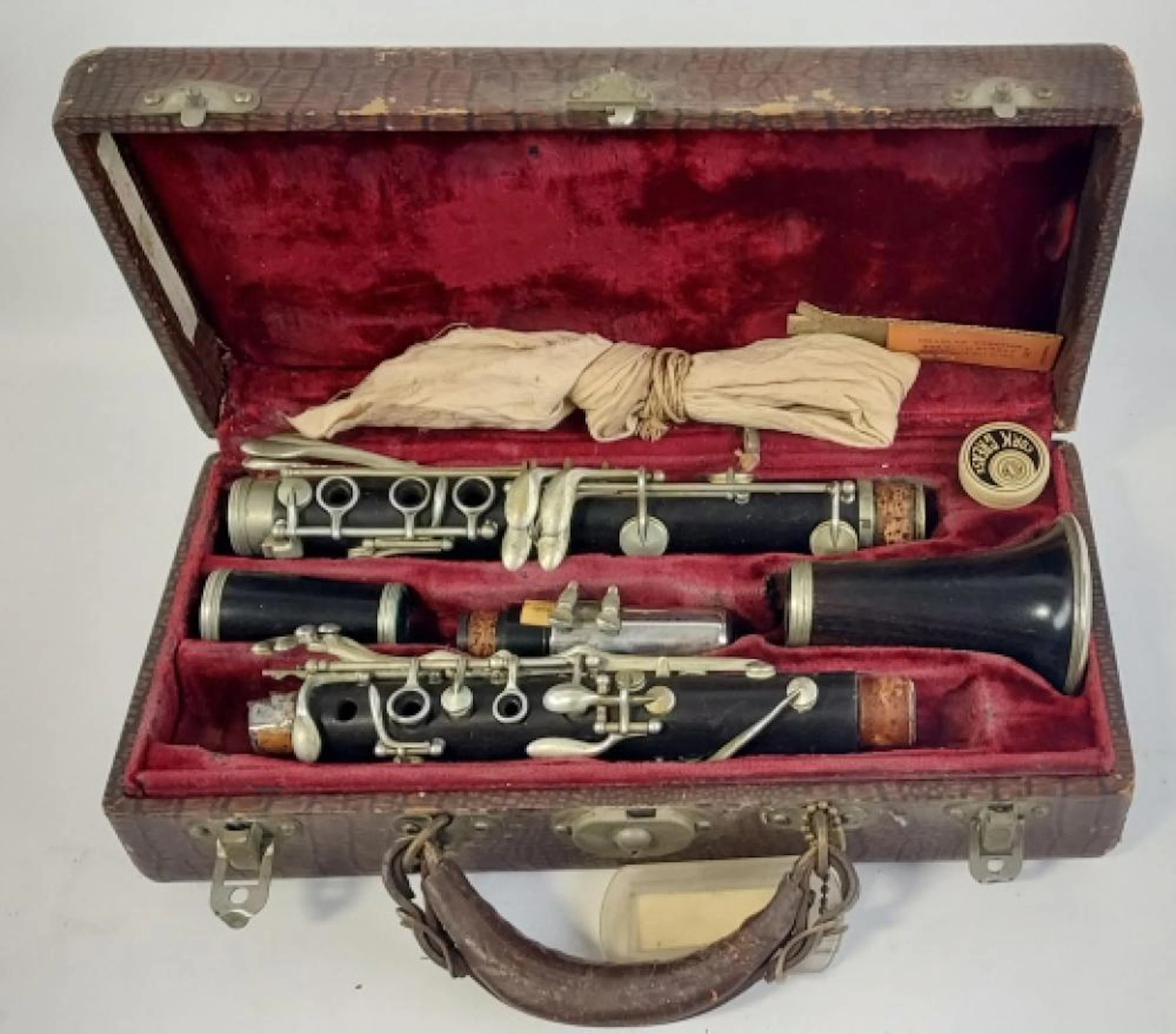Antique French D. Noblet Wood Clarinet In Case