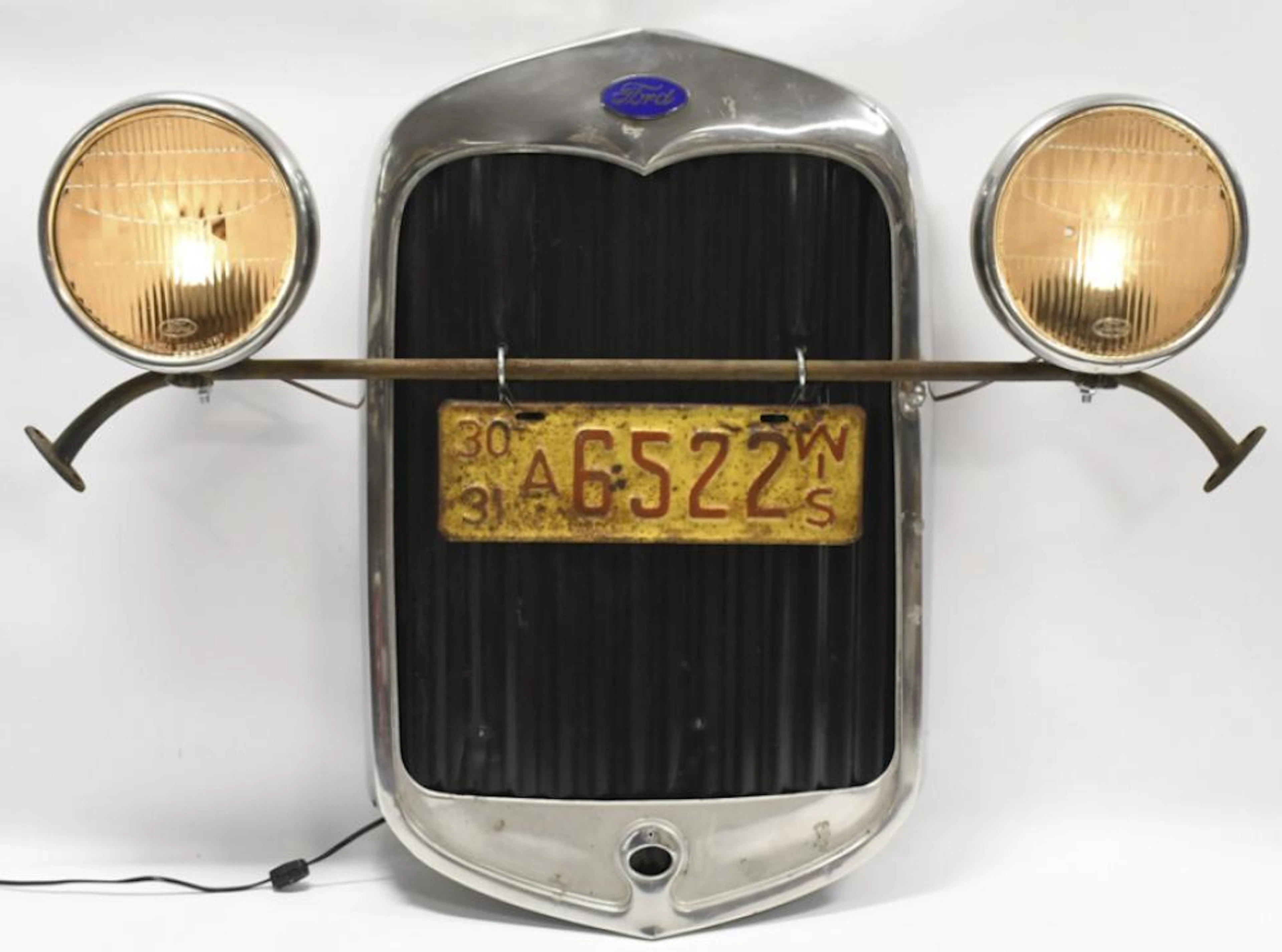 1930s Ford Model A Wall Art w/ Working Headlights