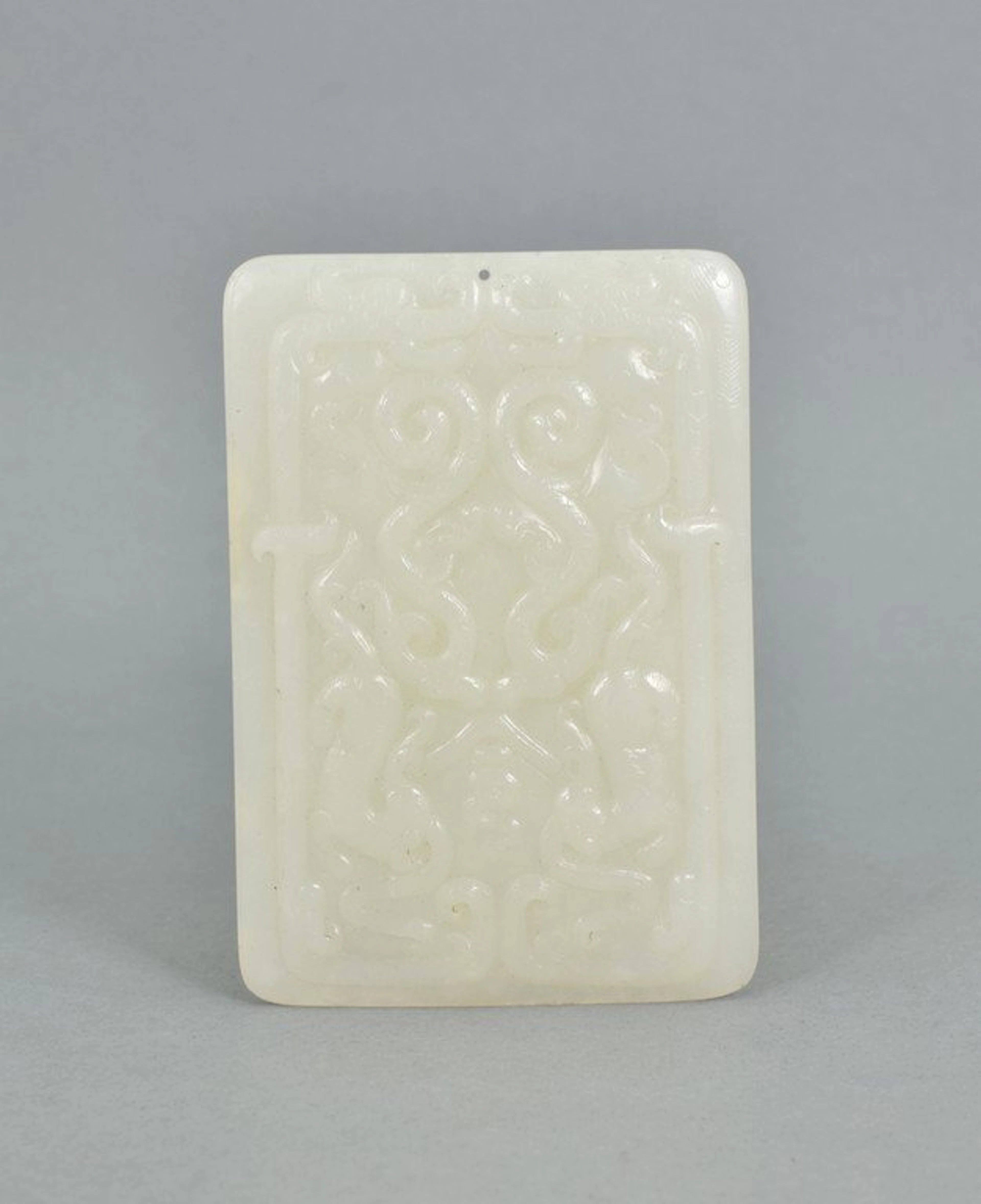 Dragons and tigers white jade plaque