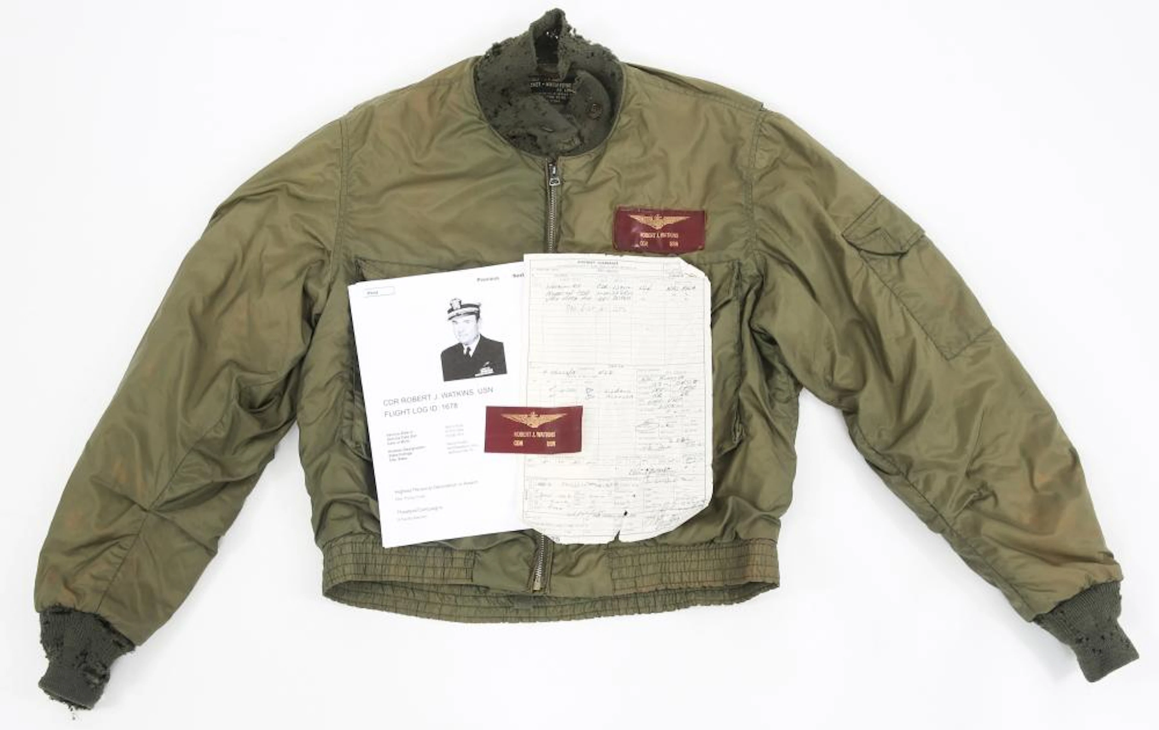 US NAVAL AVIATOR CDR R. WATKINS FLIGHT JACKET
