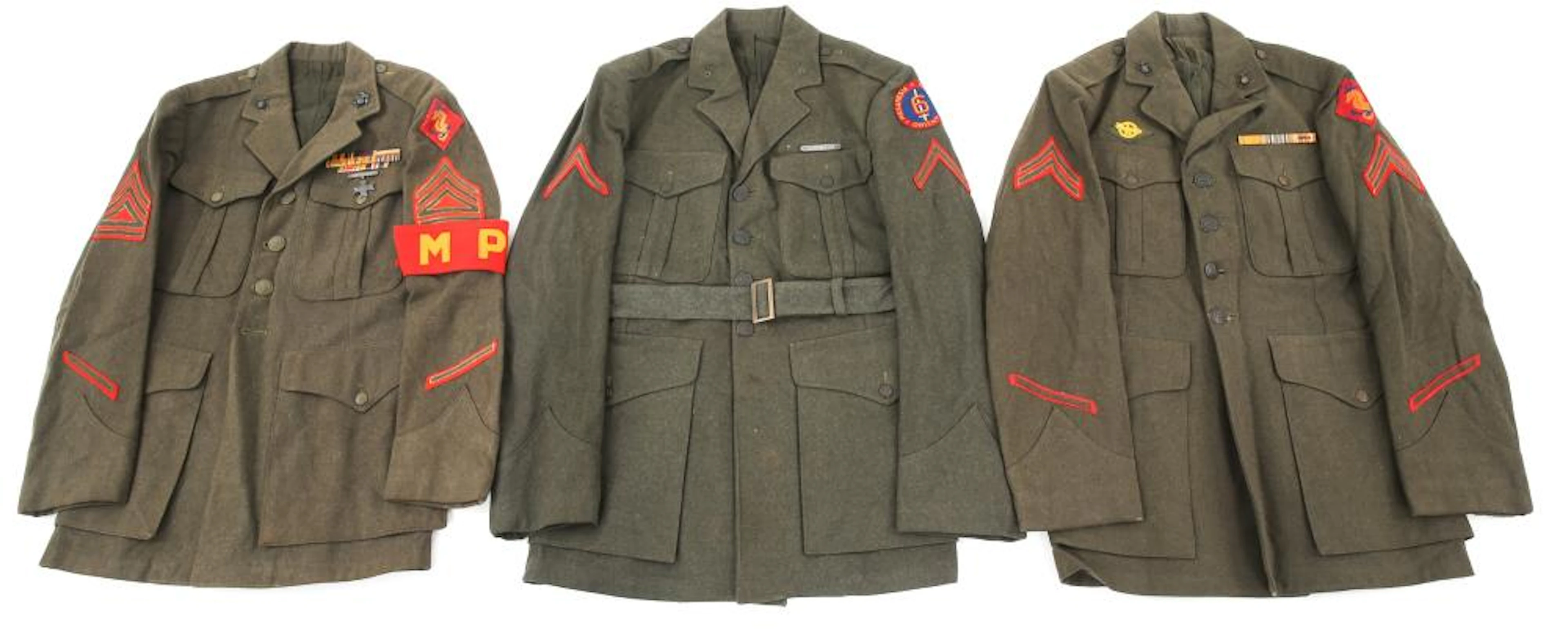 WWII US MARINE CORPS SERVICE GREEN UNIFORM LOT