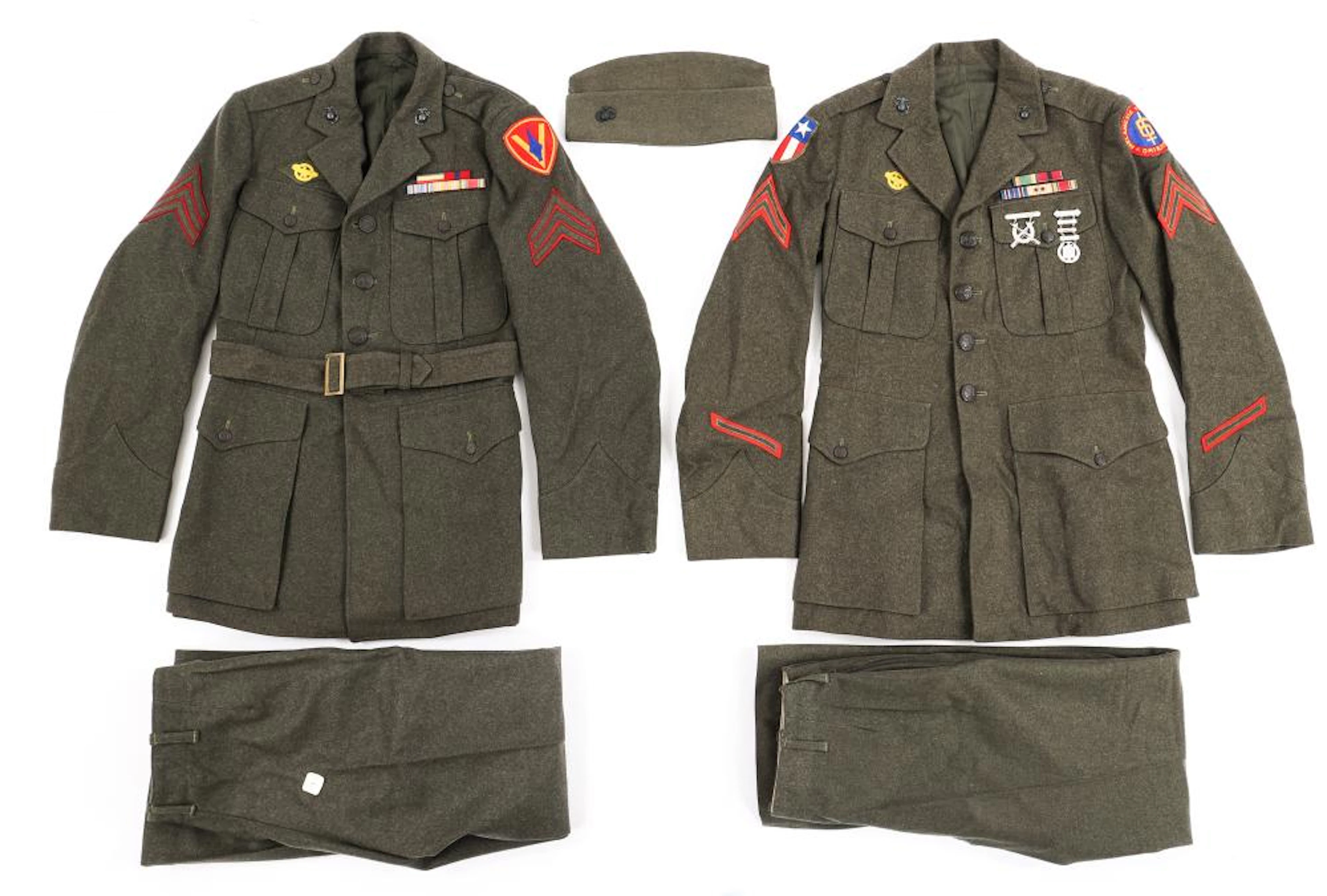 WWII USMC NAMED 2 UNIT PATCH SERVICE UNIFORM LOT