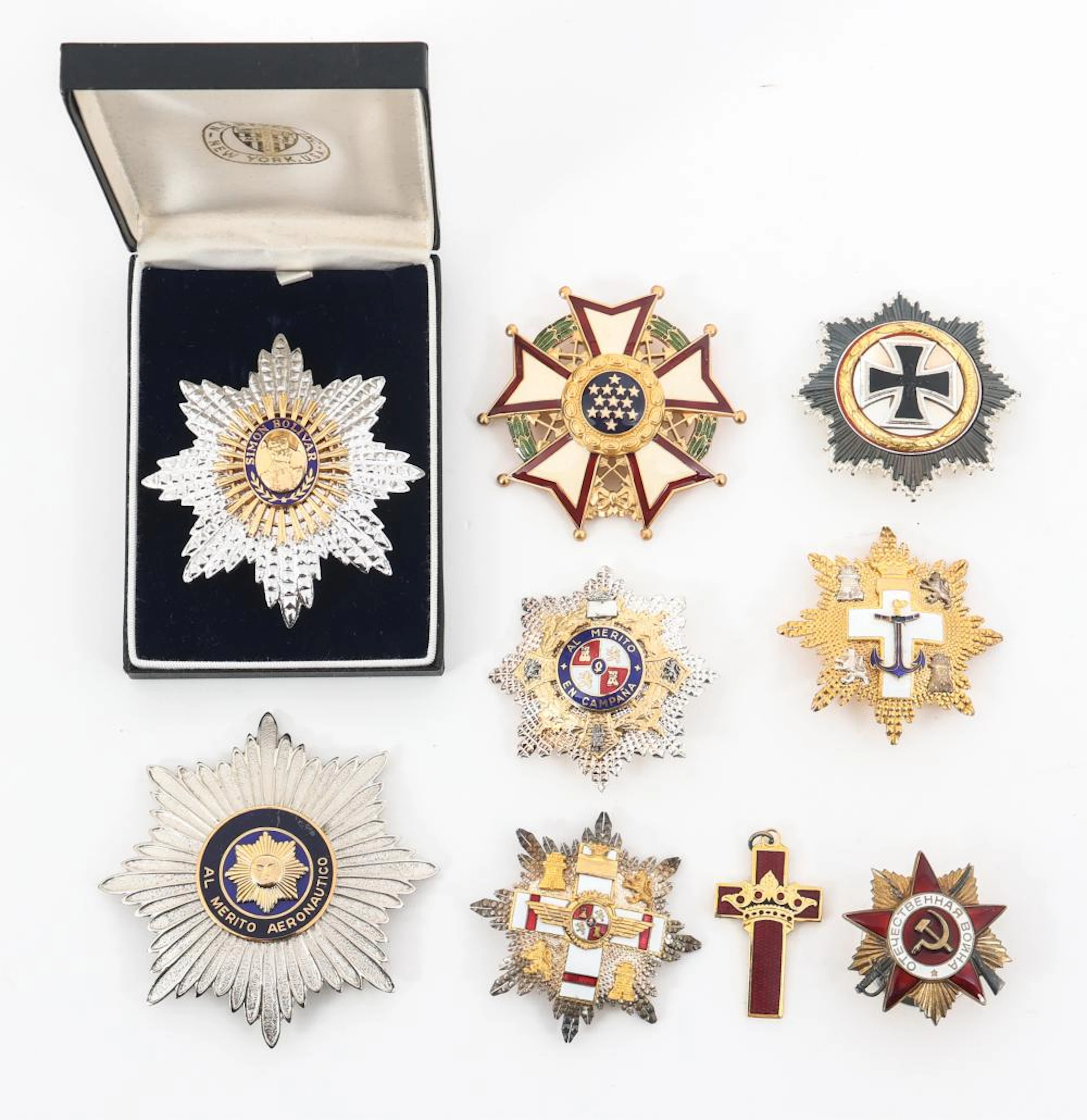 WORLD MILITARY BREAST STAR MEDALS LOT OF 9