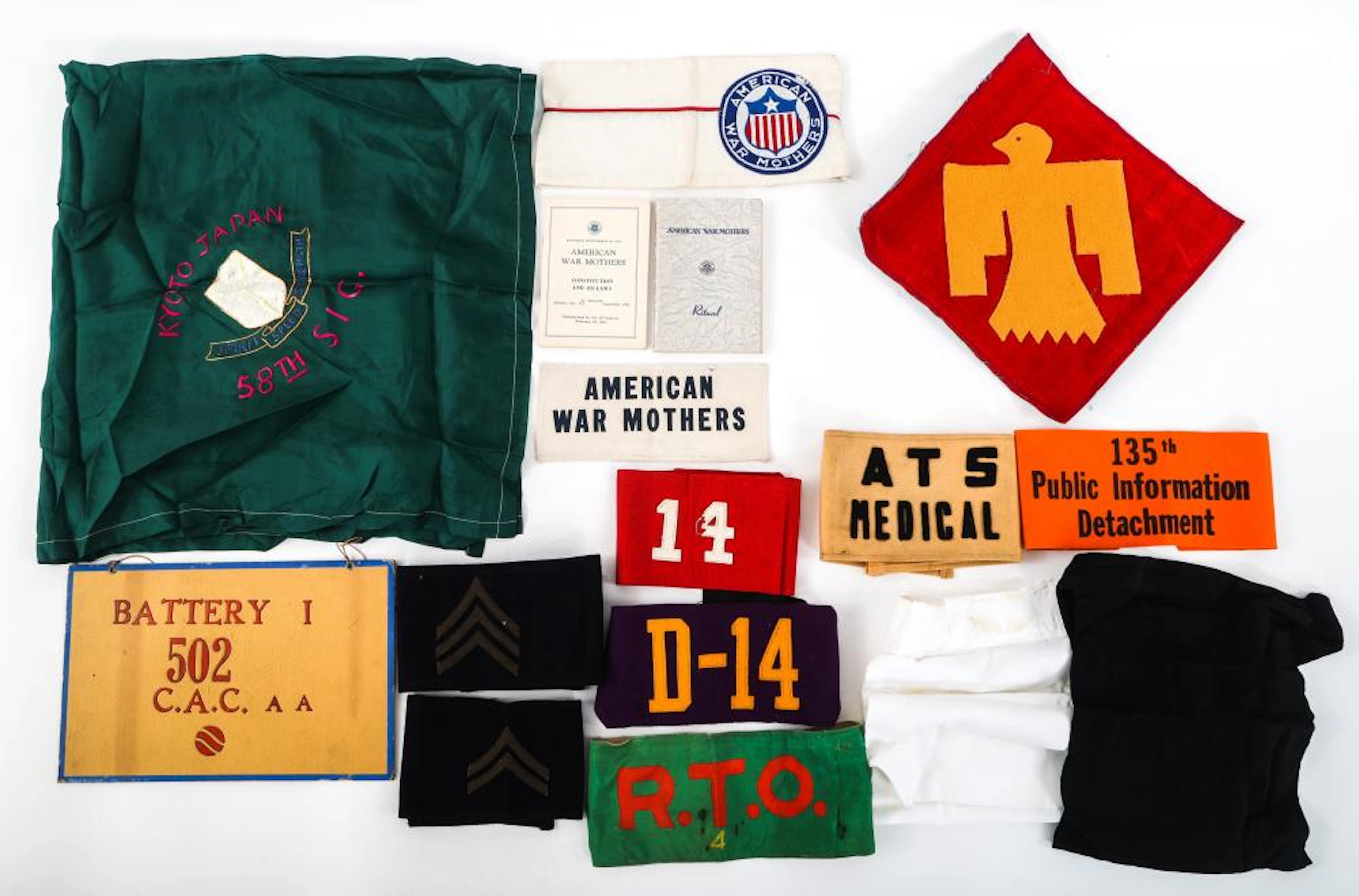 WWII US ARMED FORCES ARMBAND & MEMORABILIA LOT