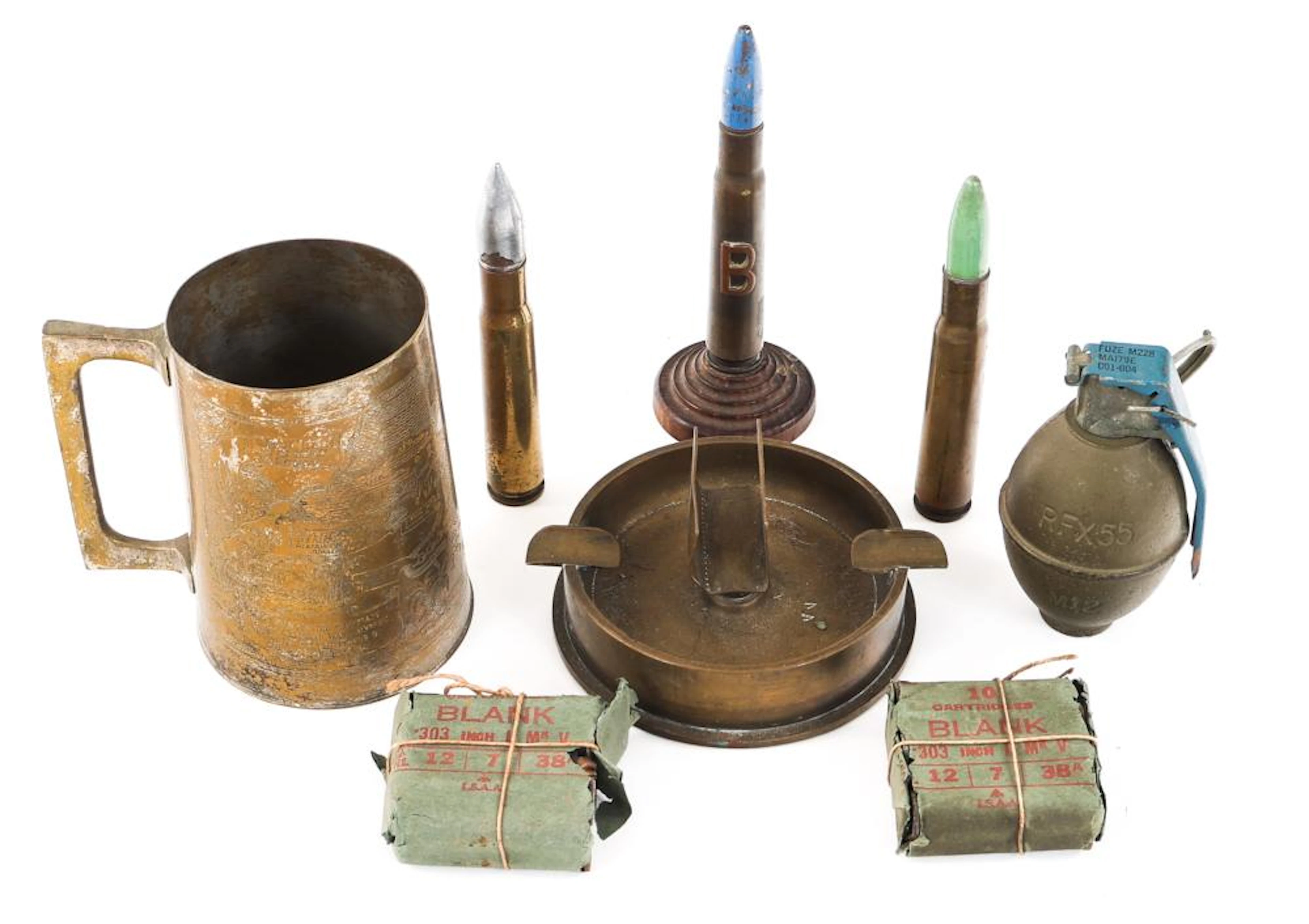 WWII US TRENCH ART / GRENADE & BRITISH BLANKS