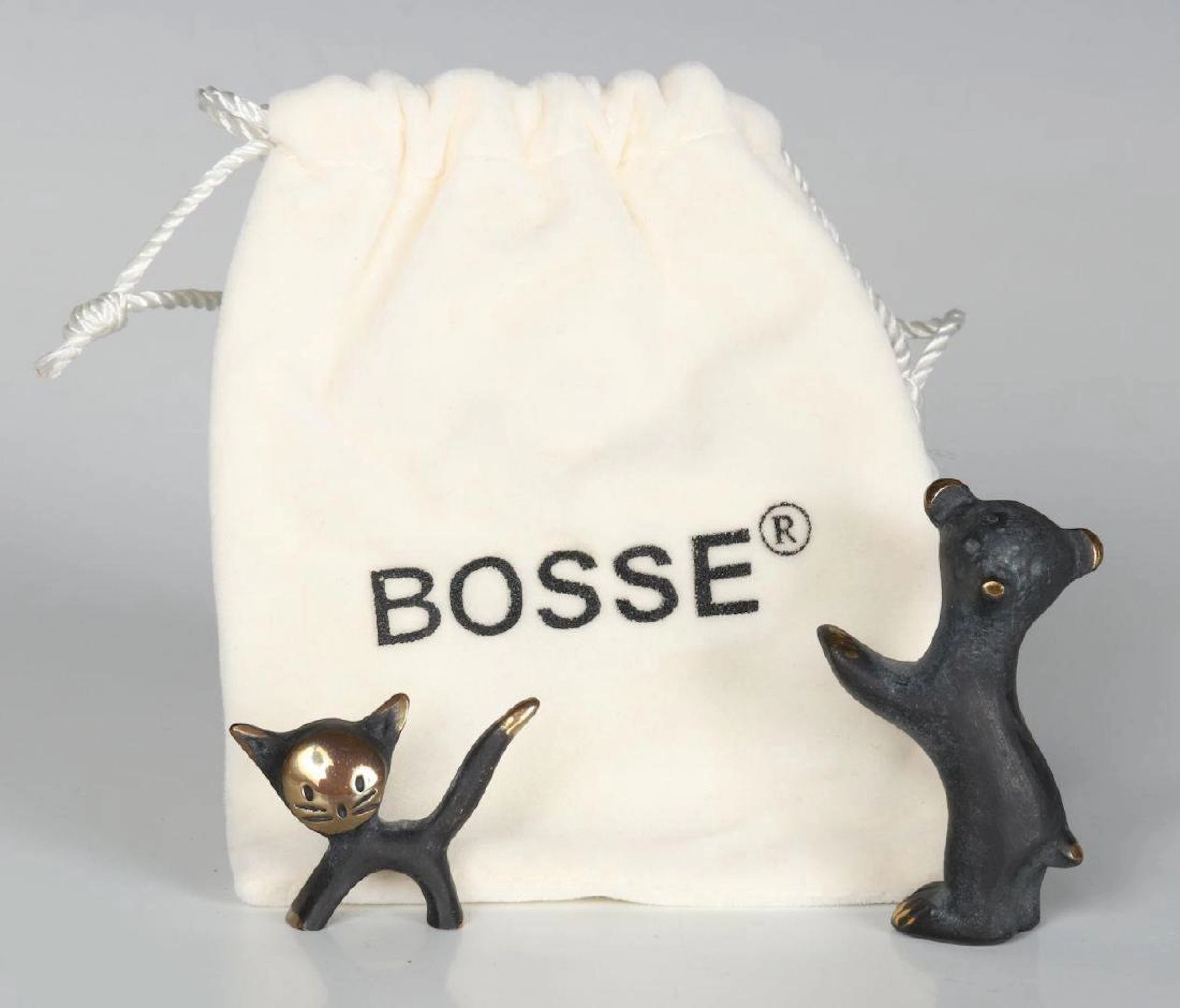 TWO WALTER BOSSE MINIATURE BRASS FIGURES