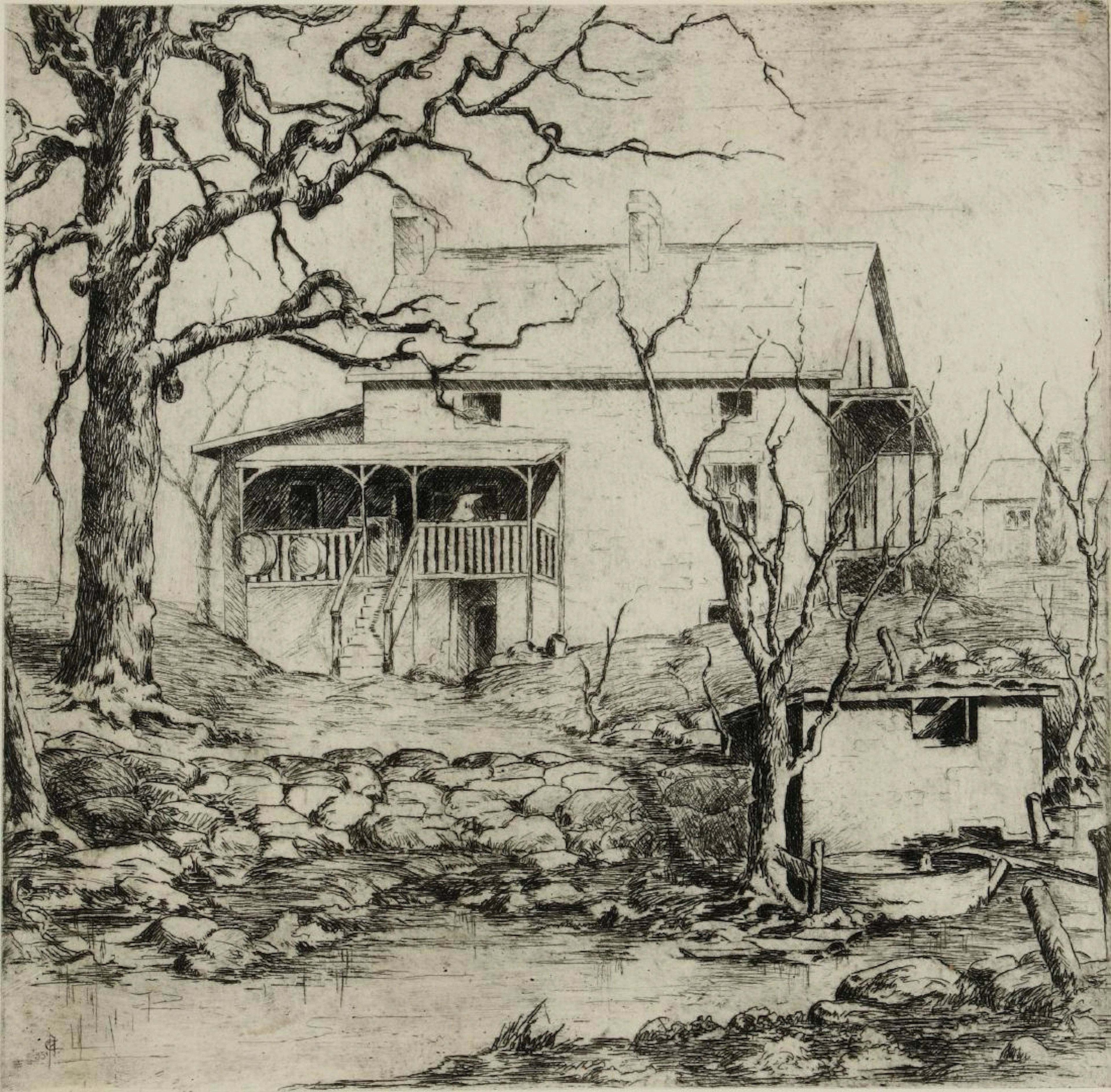 Avis chitwood (1893-1994) pencil signed etching