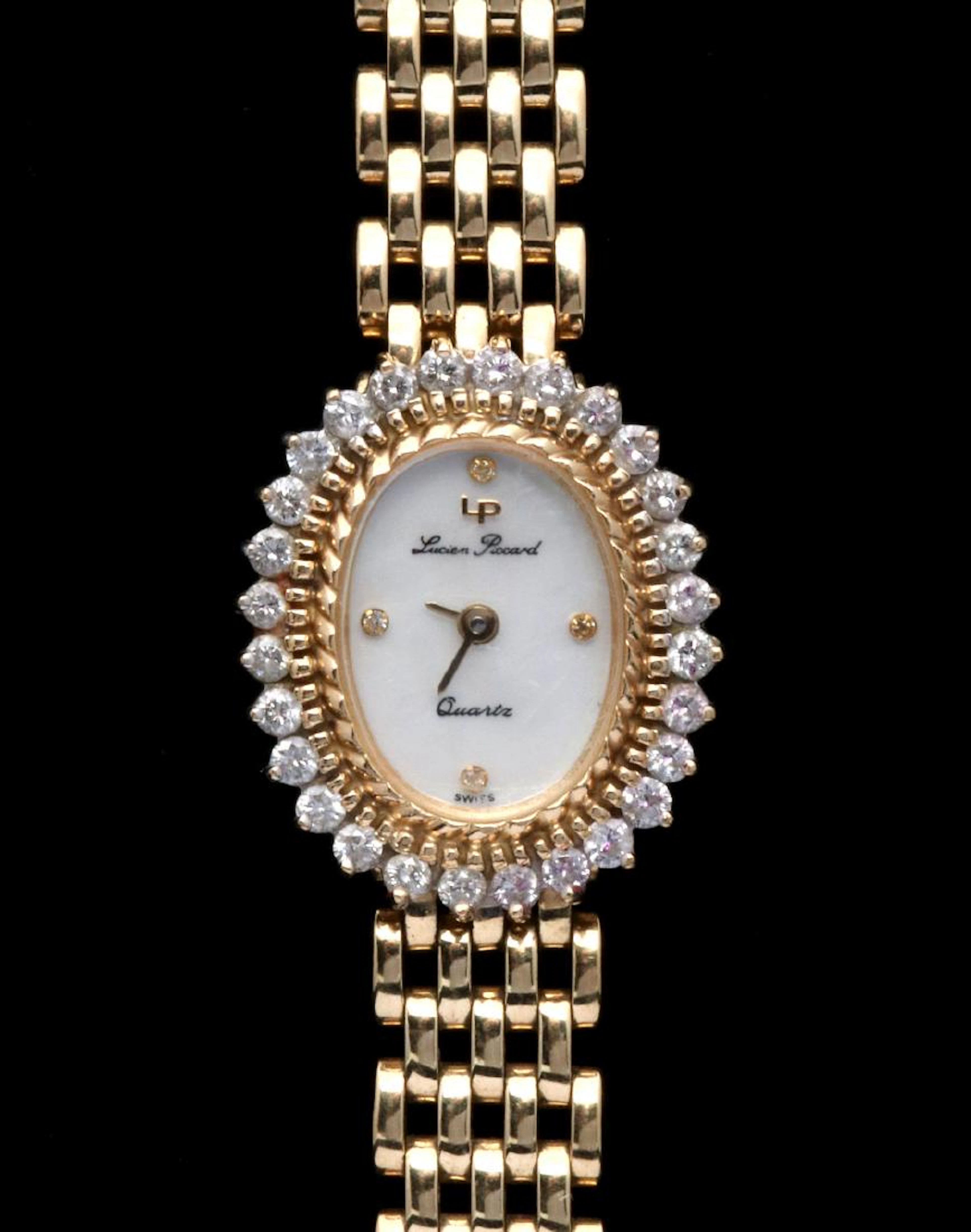 Lucien piccard 14k gold ladies watch with diamonds