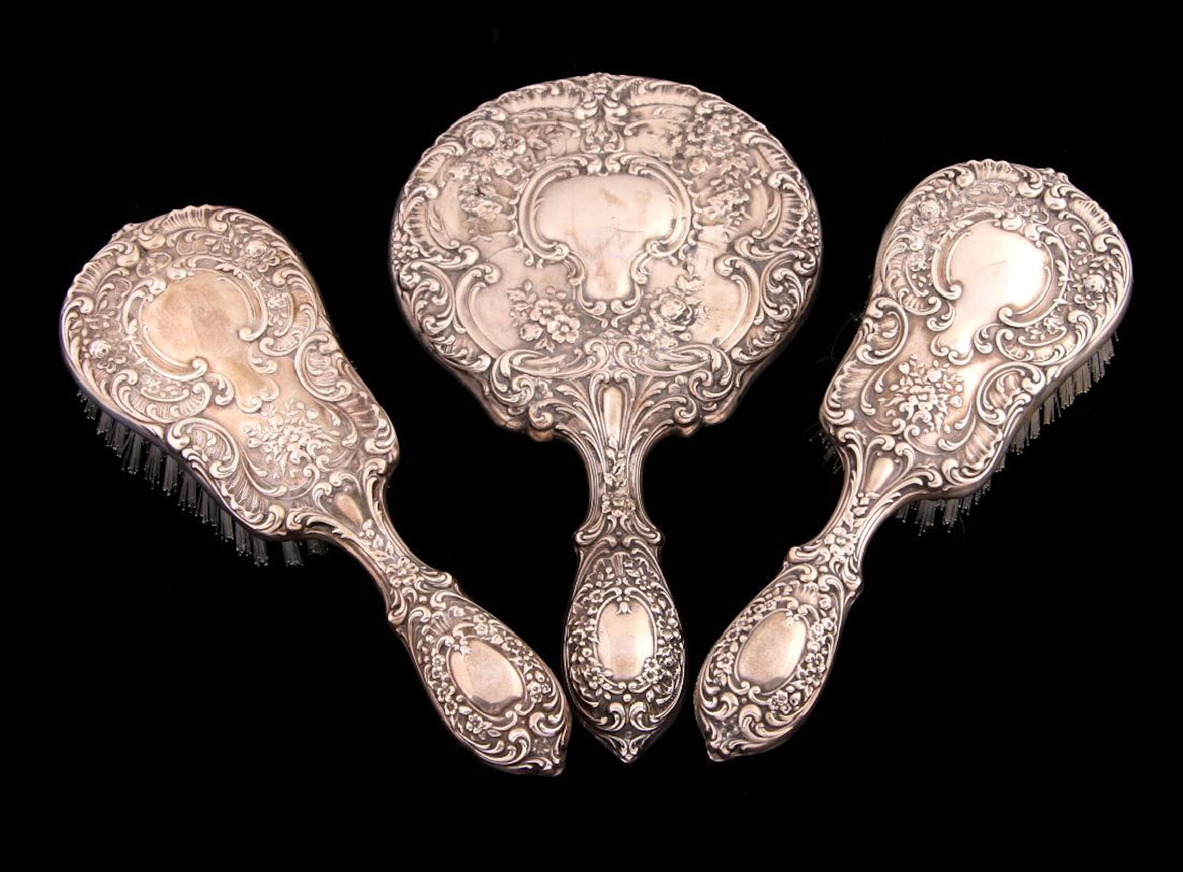 A gorham 'buttercup' sterling silver dresser set