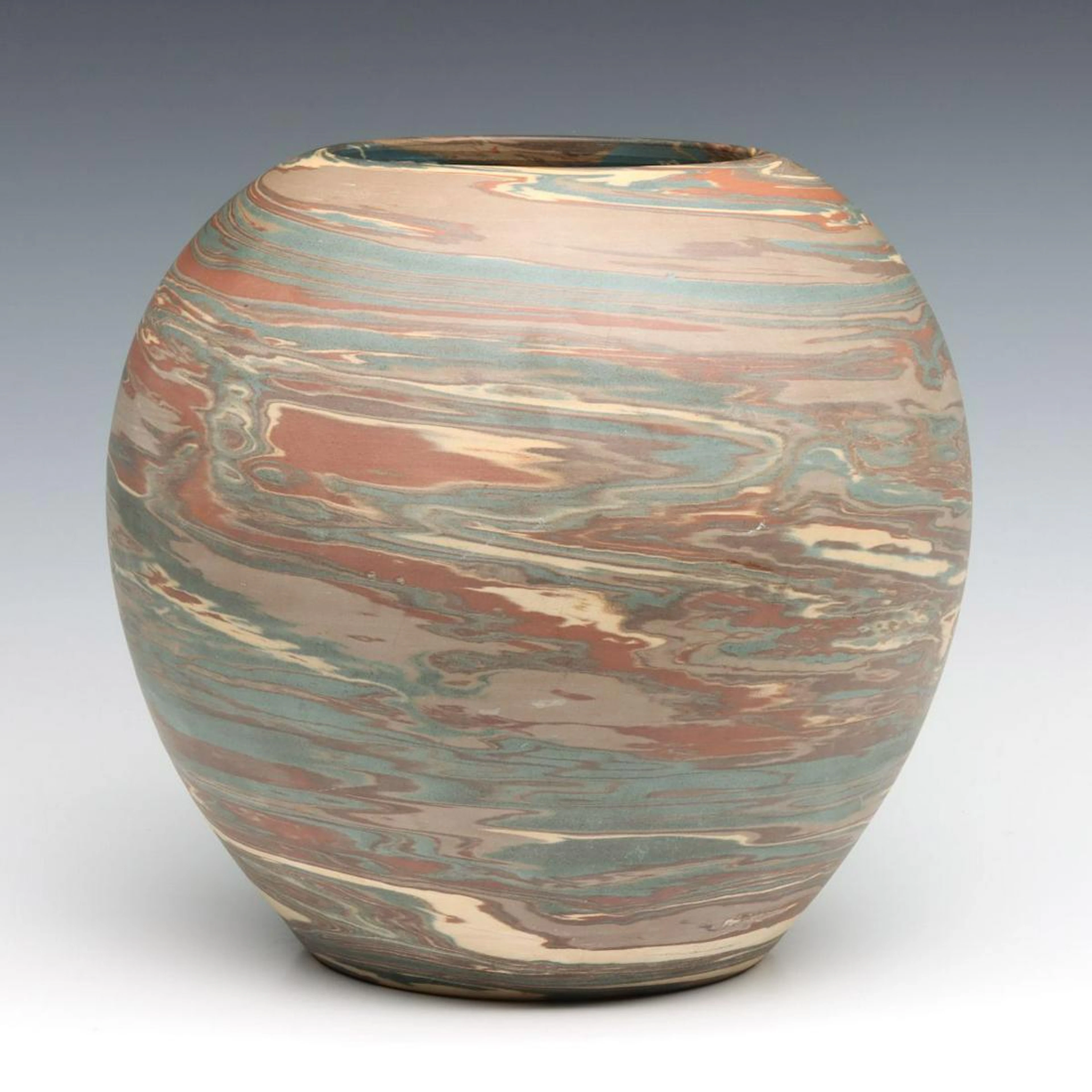 A VERY LARGE NILOAK MISSIONWARE POTTERY BALL SHAPE VASE