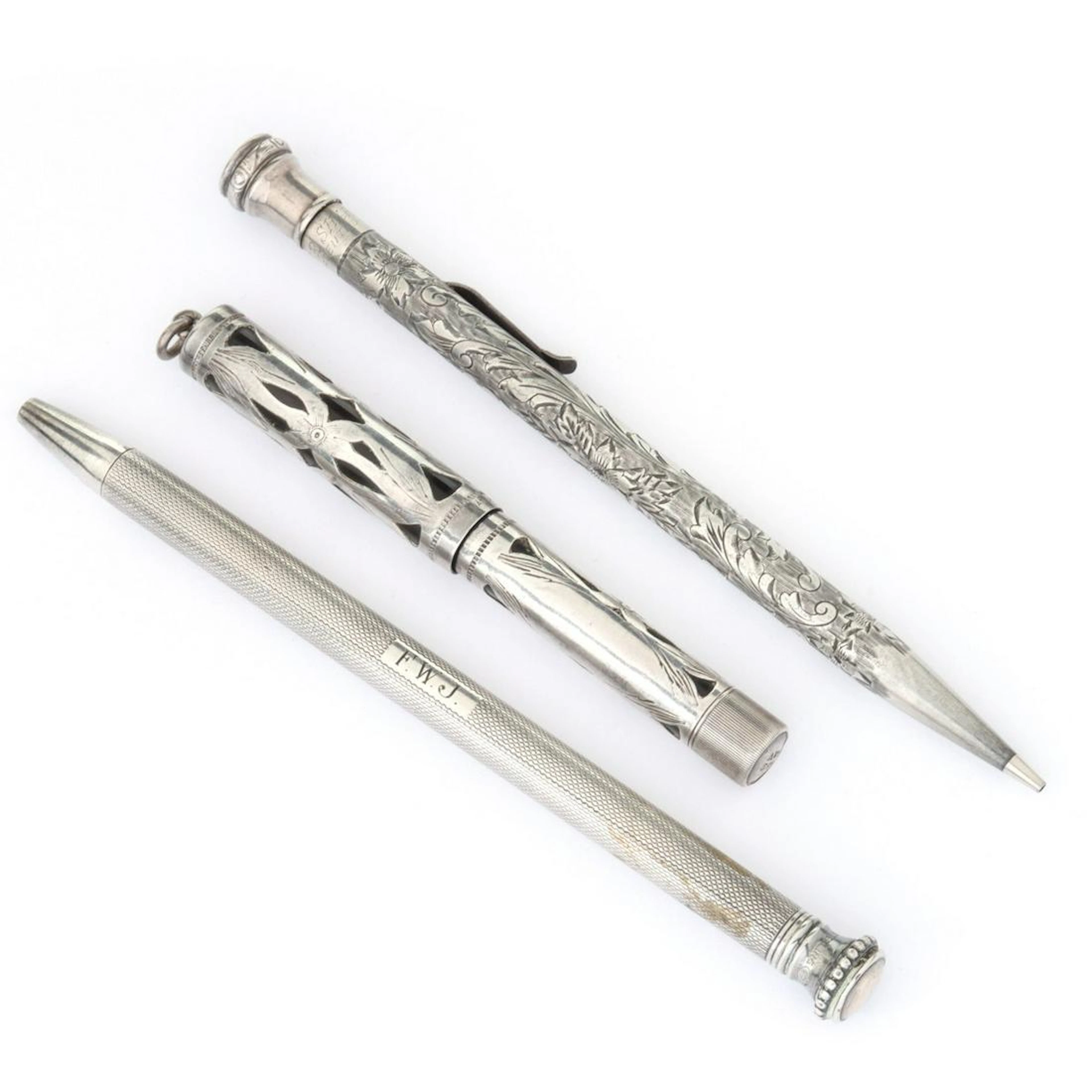 THREE STERLING SILVER WRITING INSTRUMENTS