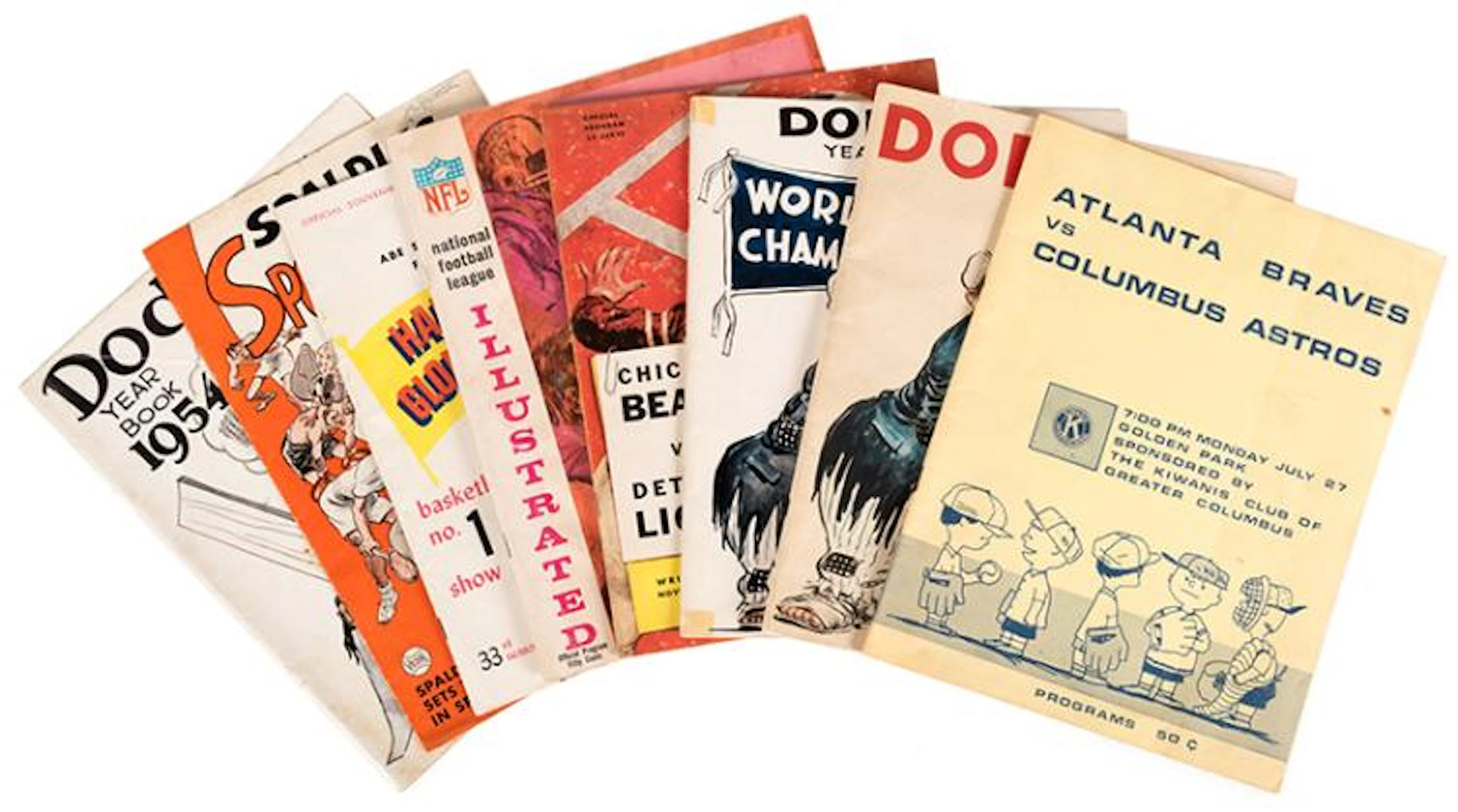 Lot of 8 Vintage MLB, NFL, and Other Sports Souvenir Programs.