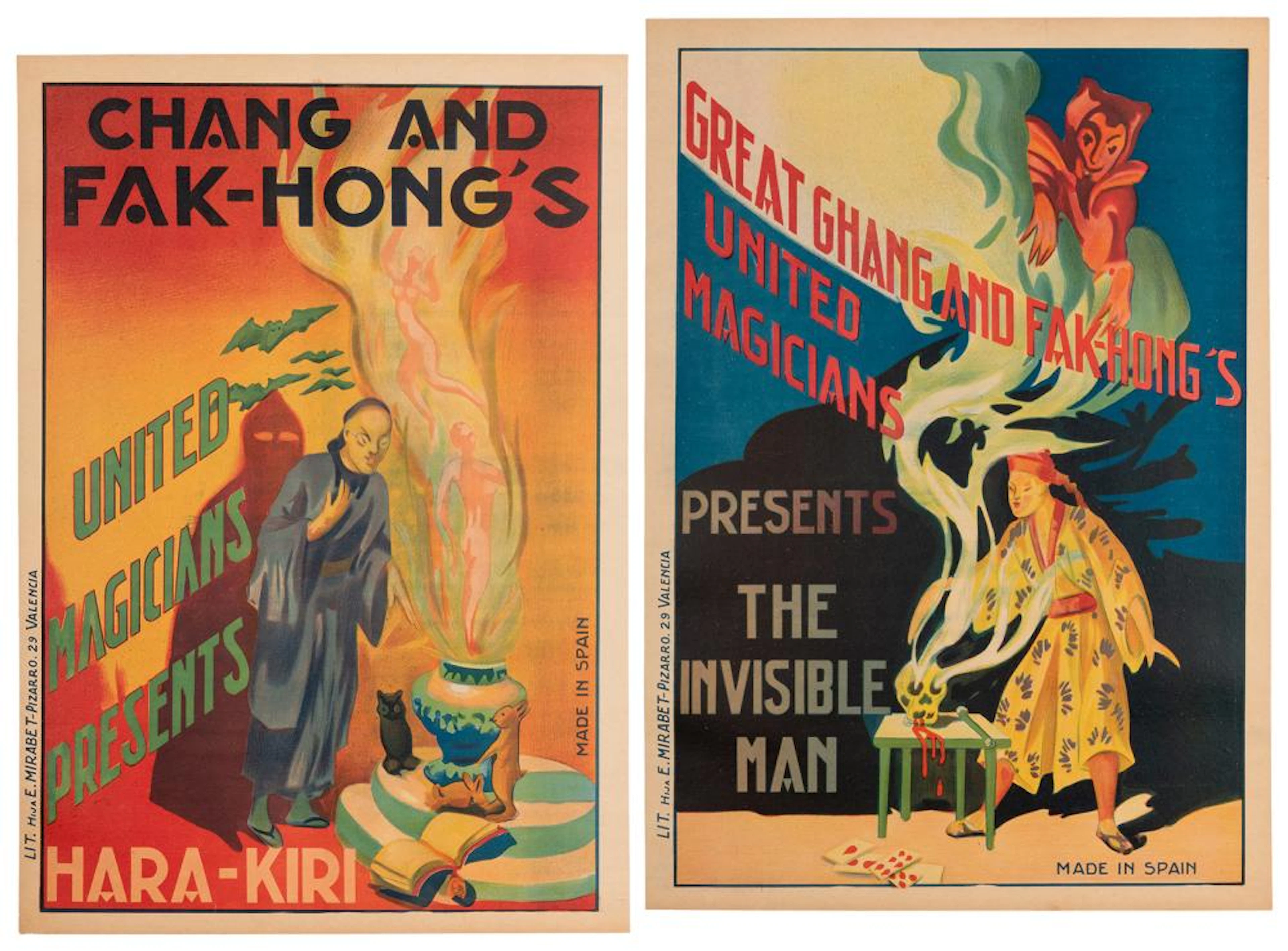 Pair of Chang and Fak Hong Magic Posters. Valencia: Mirabet...
