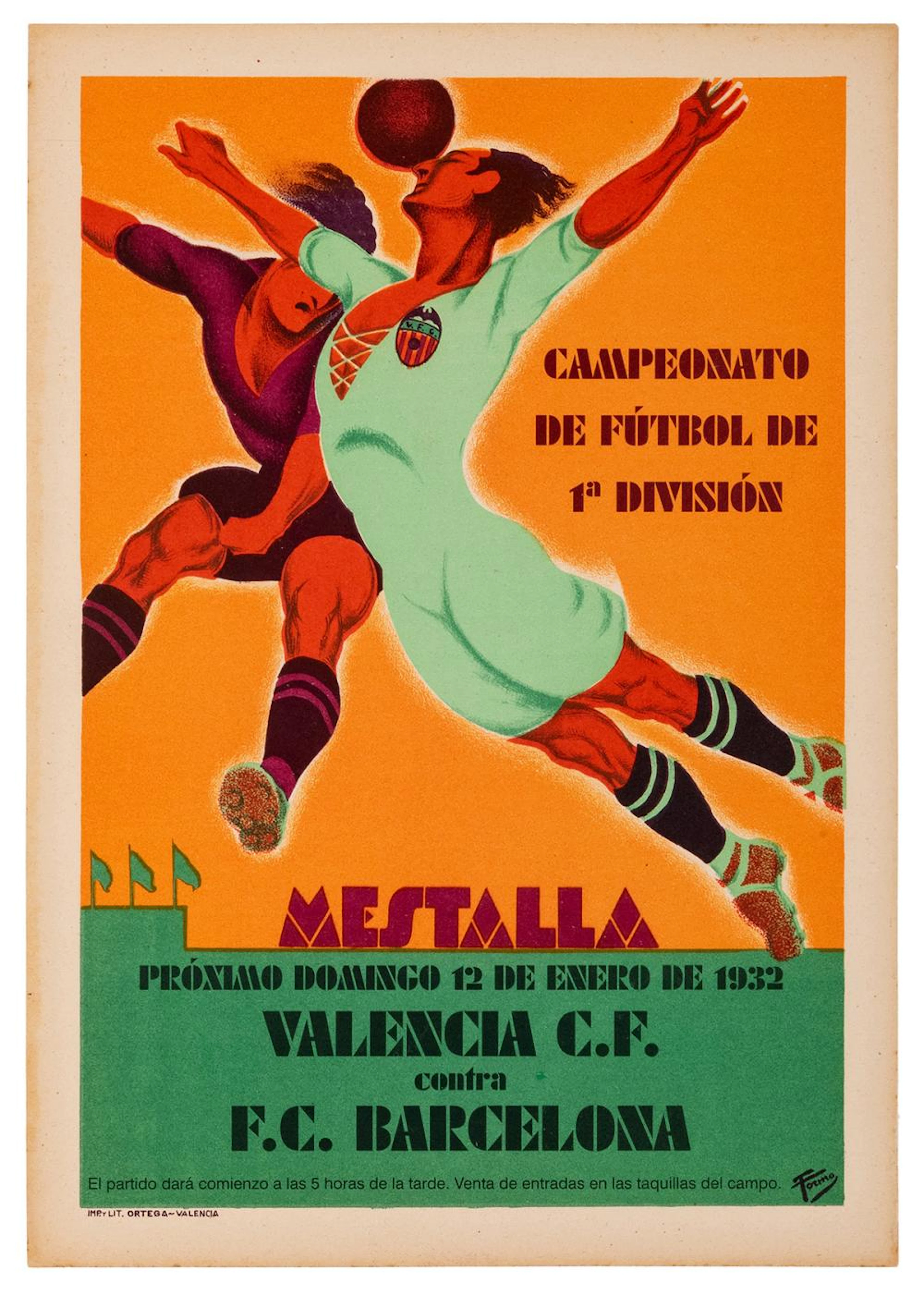 Tormo. Mestalla / Proximo Domingo 12 de Enero de 1932. Vale...