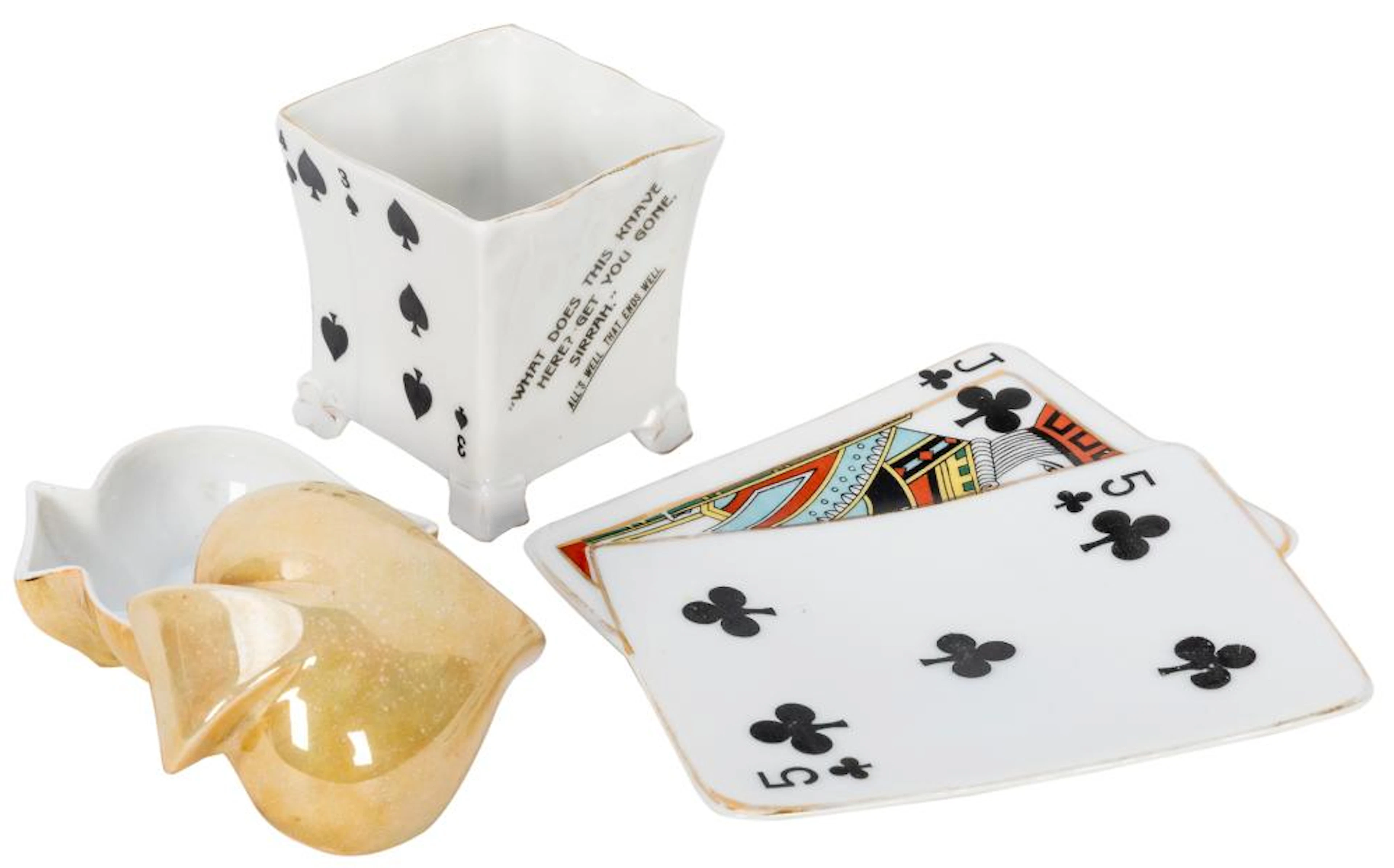 Three Pieces of Vintage Playing Card Porcelain. German, 193...
